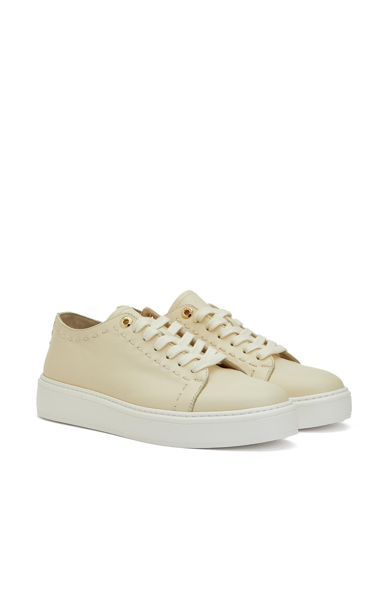 George Hogg Kadın Kırık Beyaz Günlük Rahat Deri Sneaker