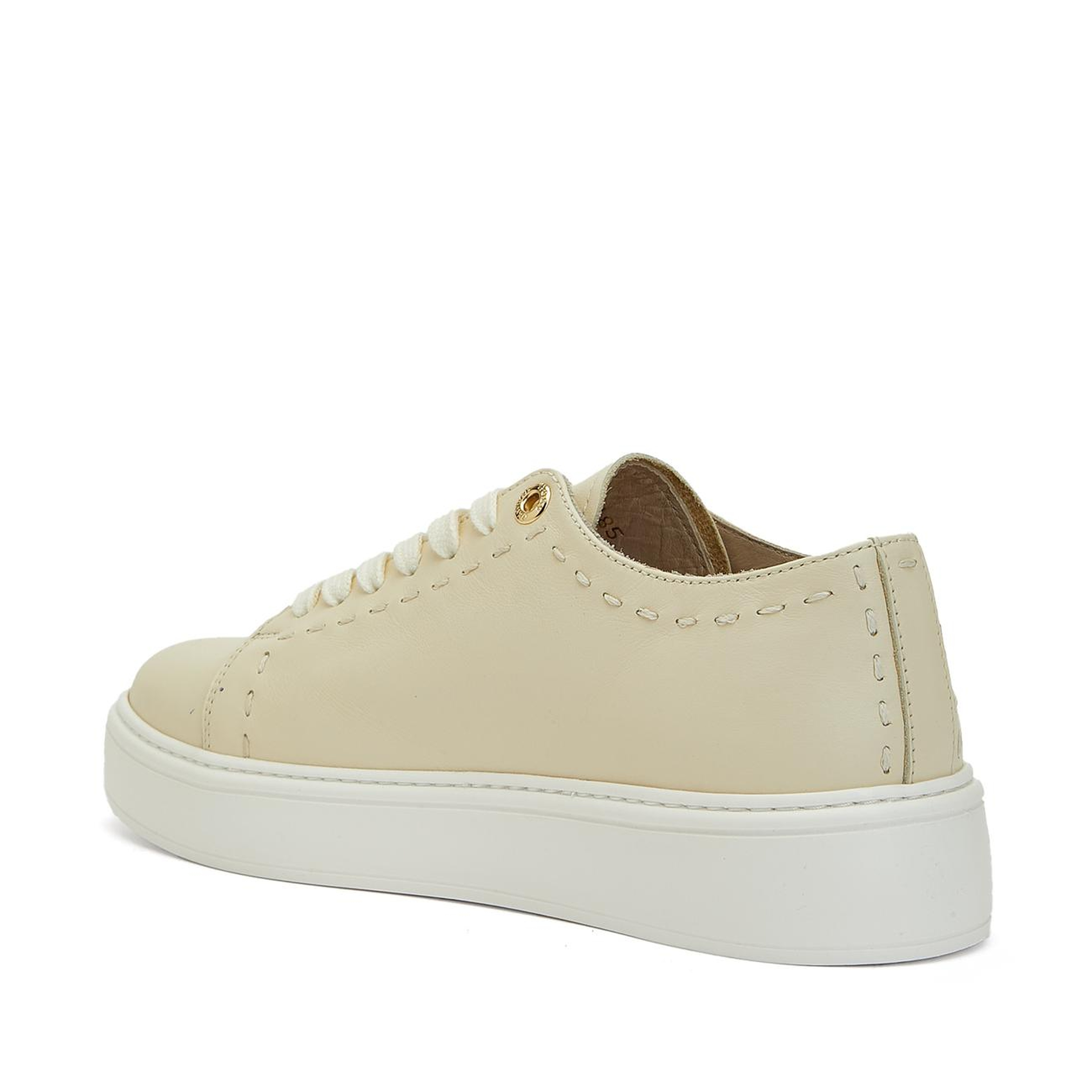 George Hogg Kadın Kırık Beyaz Günlük Rahat Deri Sneaker