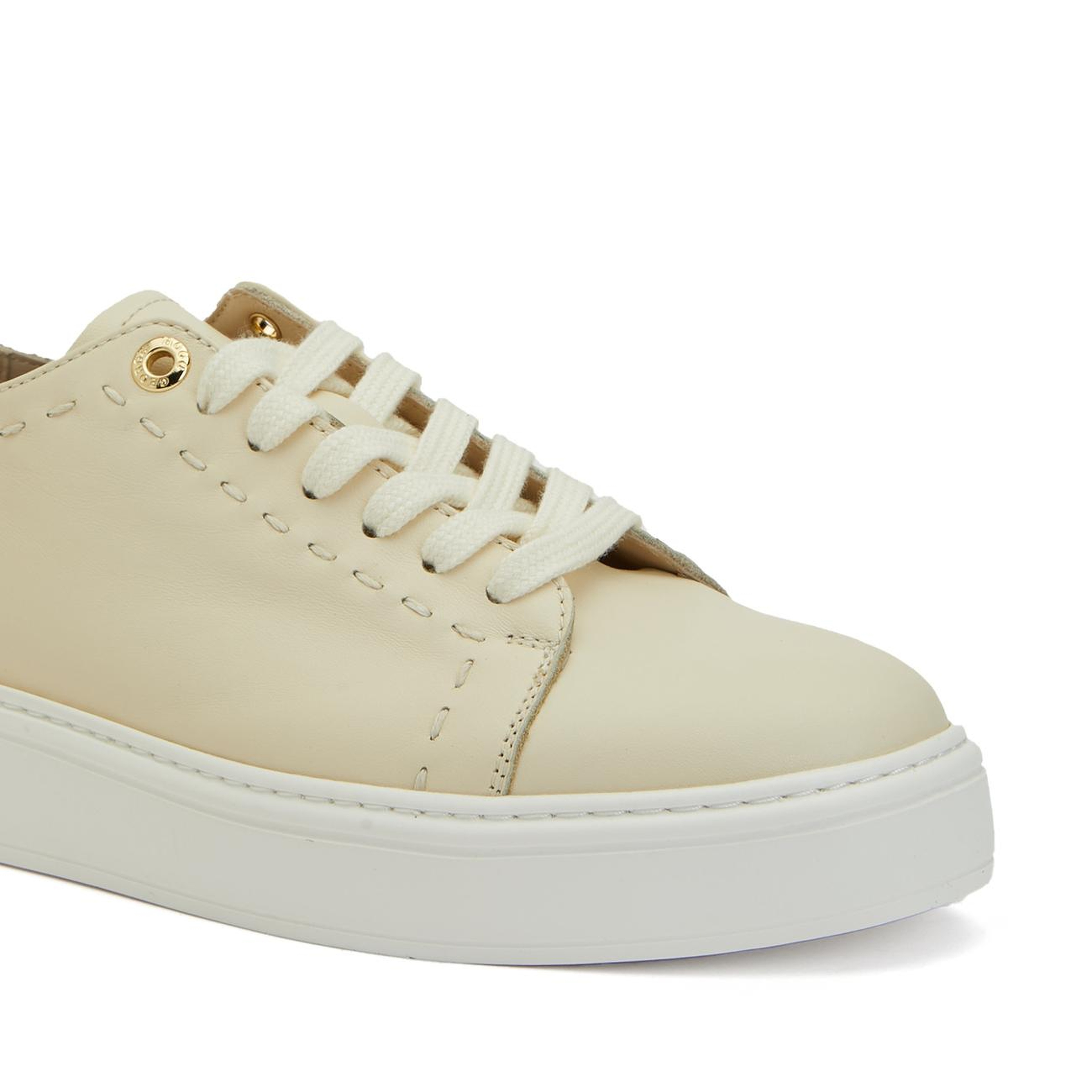 George Hogg Kadın Kırık Beyaz Günlük Rahat Deri Sneaker