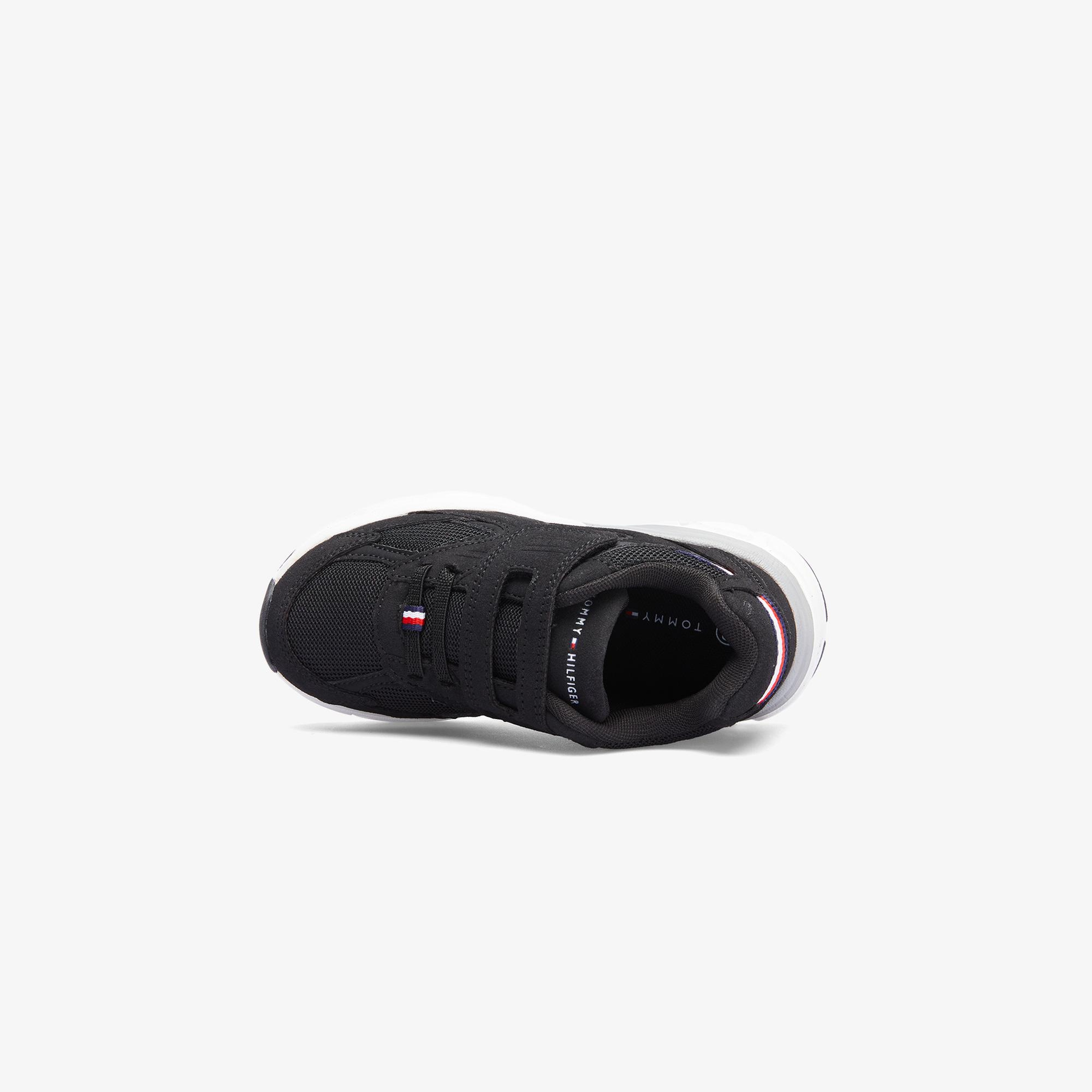 Tommy Hilfiger Flag Low Cut Lace-Up Velcro Bebek Siyah Spor Ayakkabı