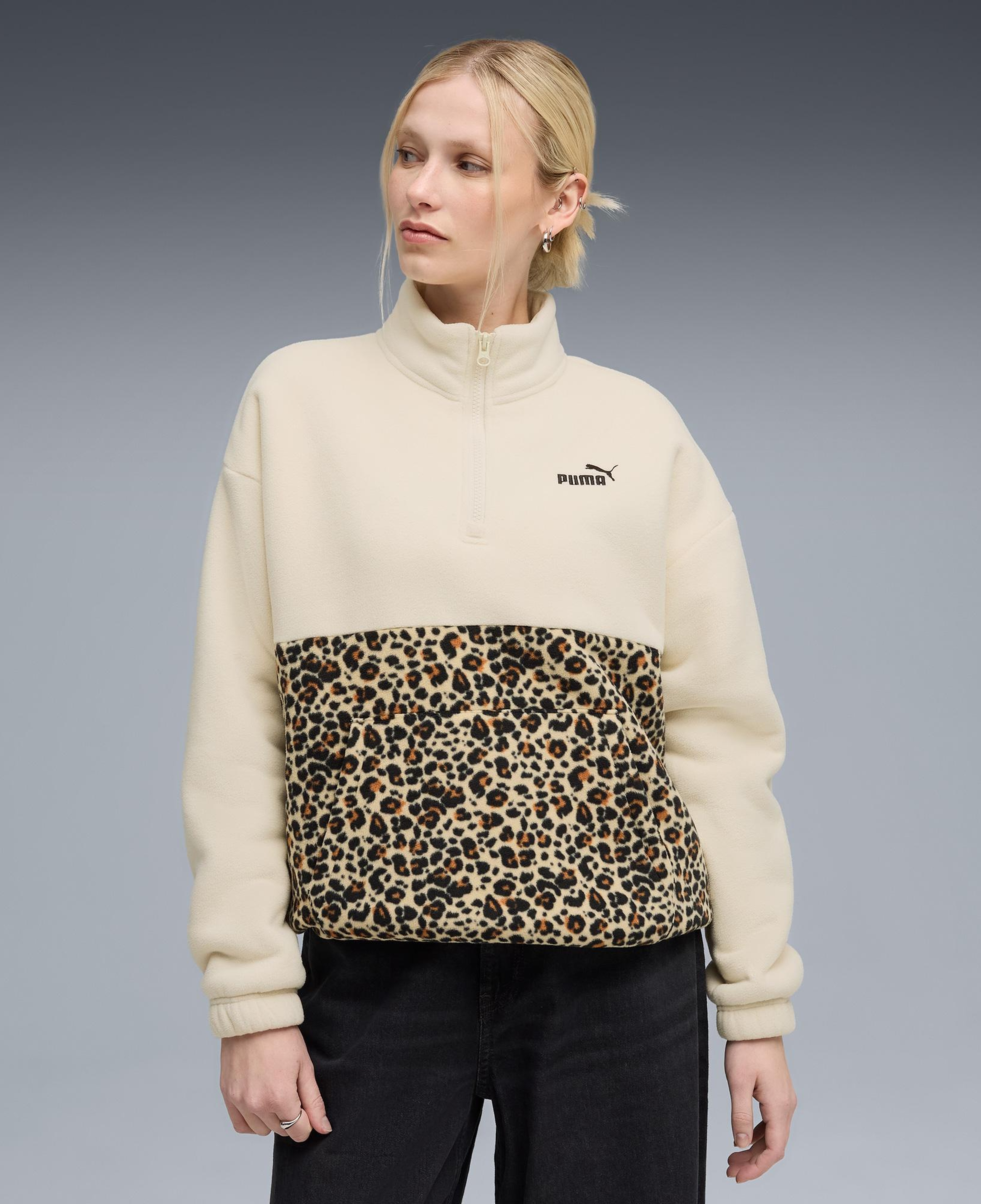Puma Essentials Animal Crew Kadın Krem Sweatshirt