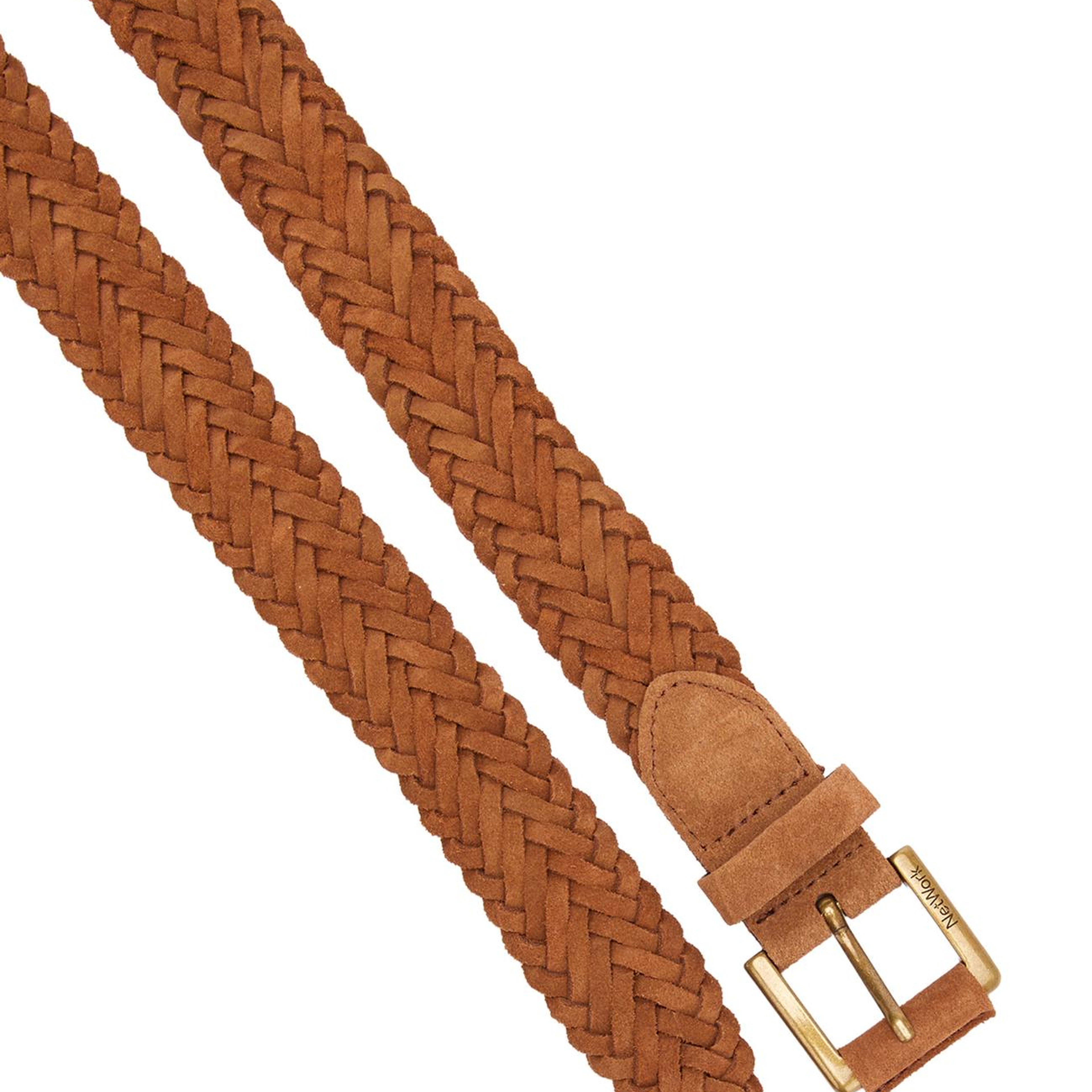 Network Erkek Taba Örgü Süet Kemer