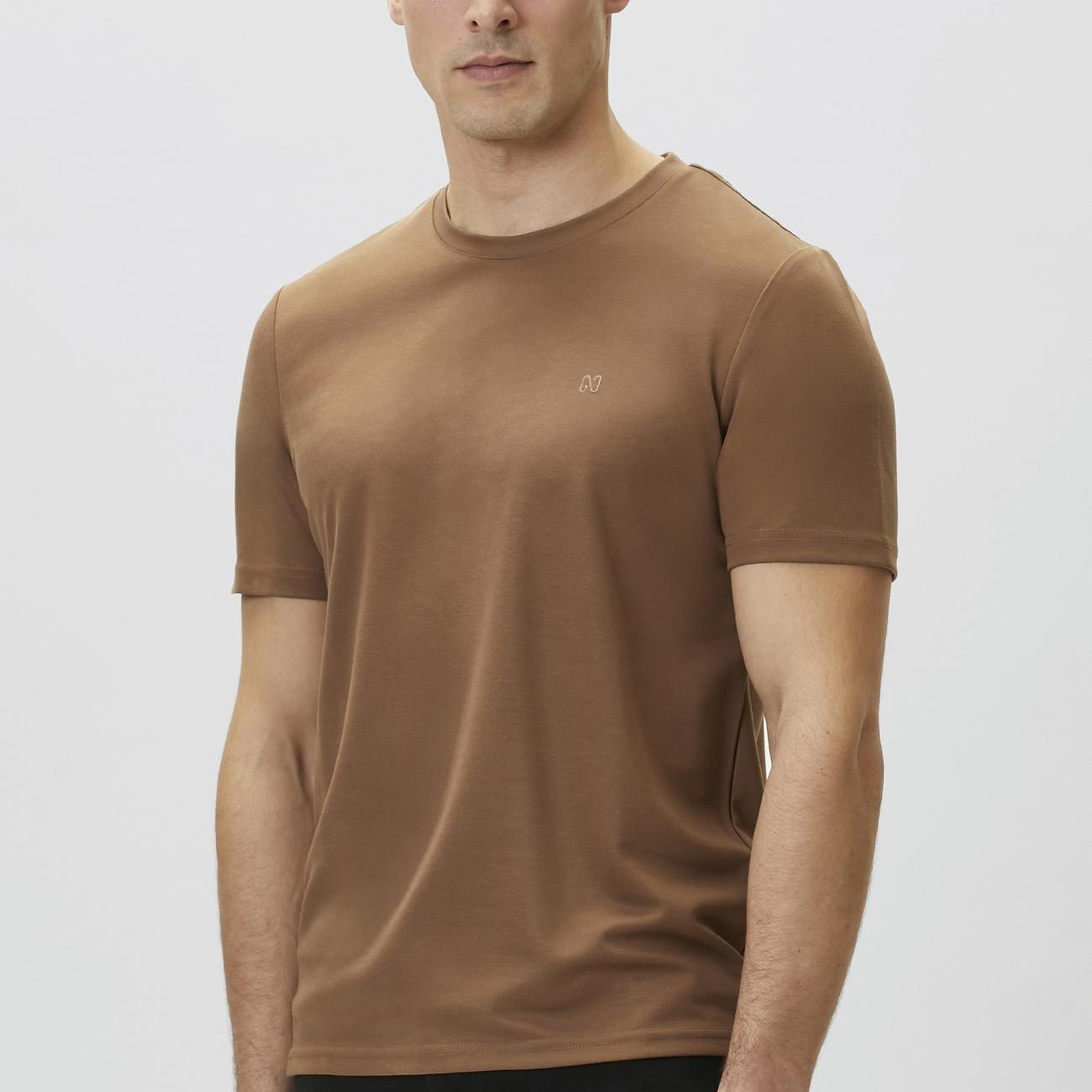 Network Erkek Kahverengi Pike Desen Basic T-shirt