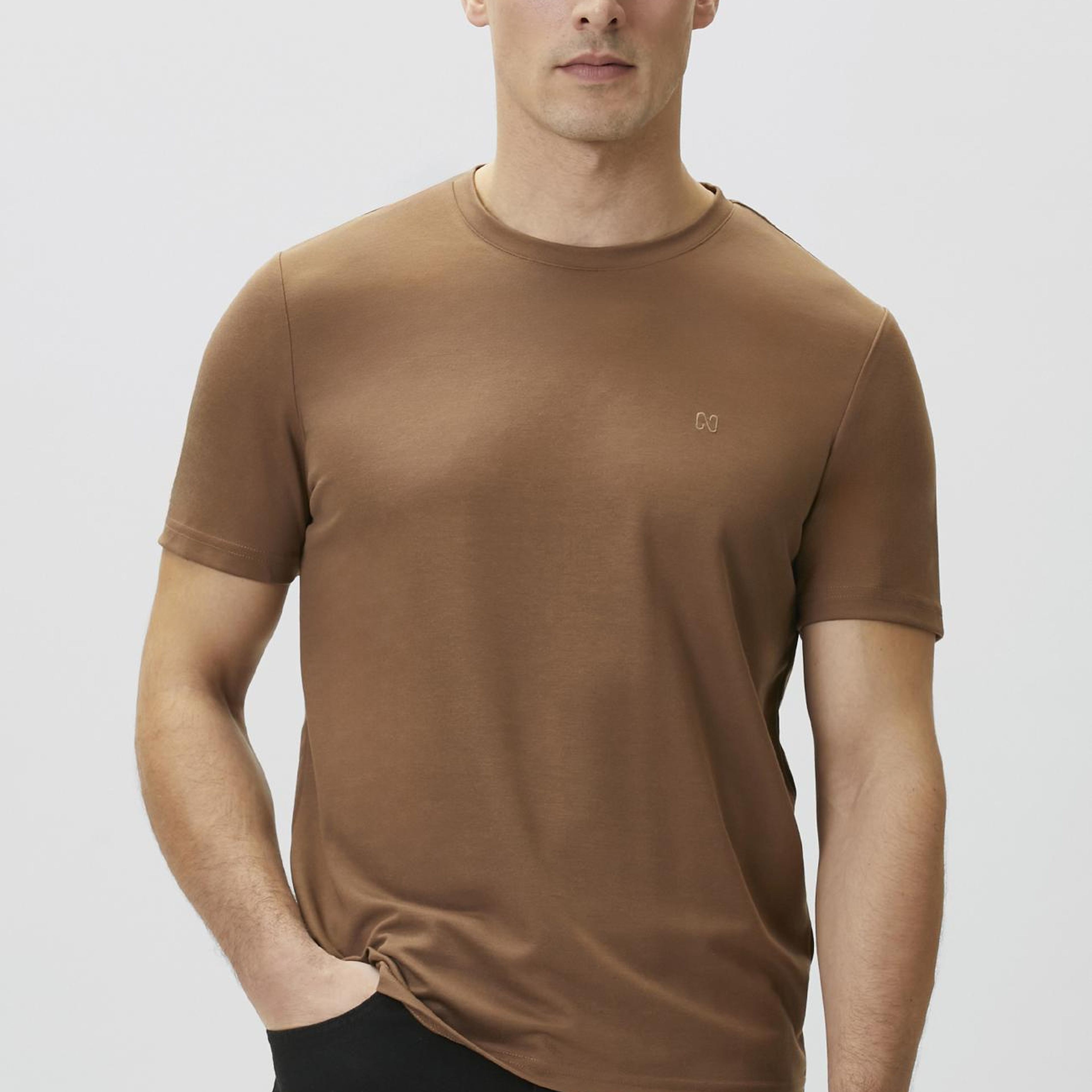 Network Erkek Kahverengi Pike Desen Basic T-shirt