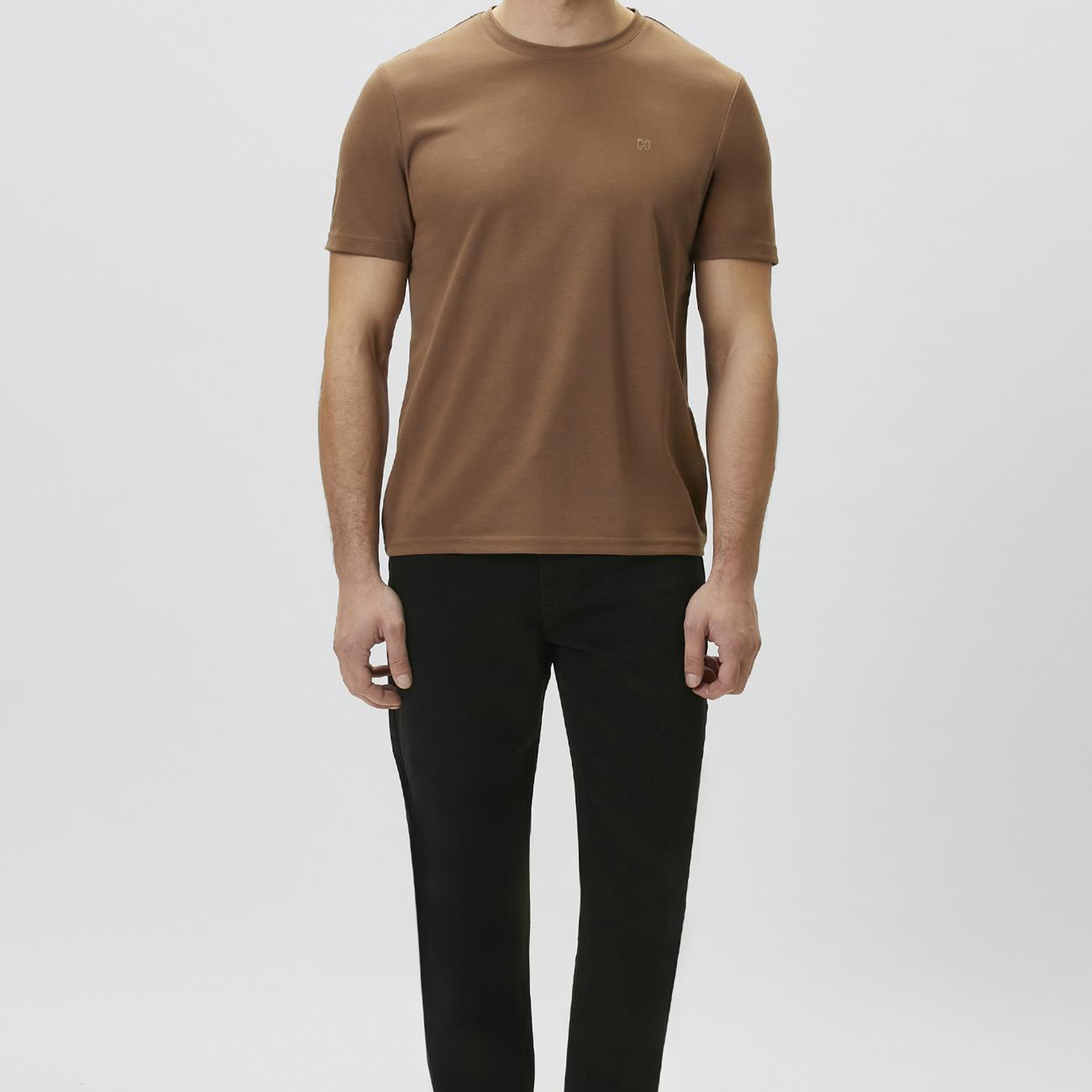 Network Erkek Kahverengi Pike Desen Basic T-shirt