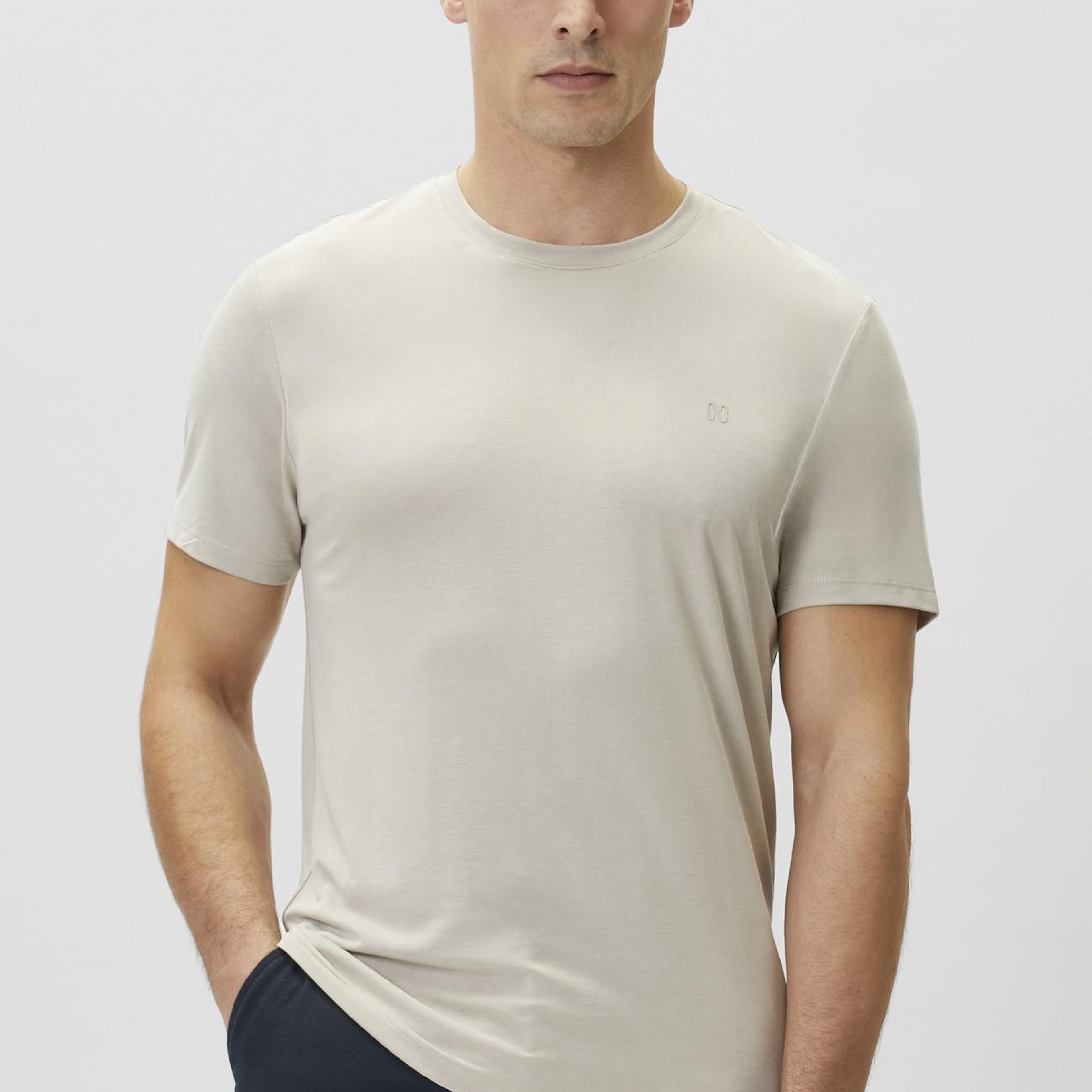 Network Erkek Bej Basic Modal T-shirt