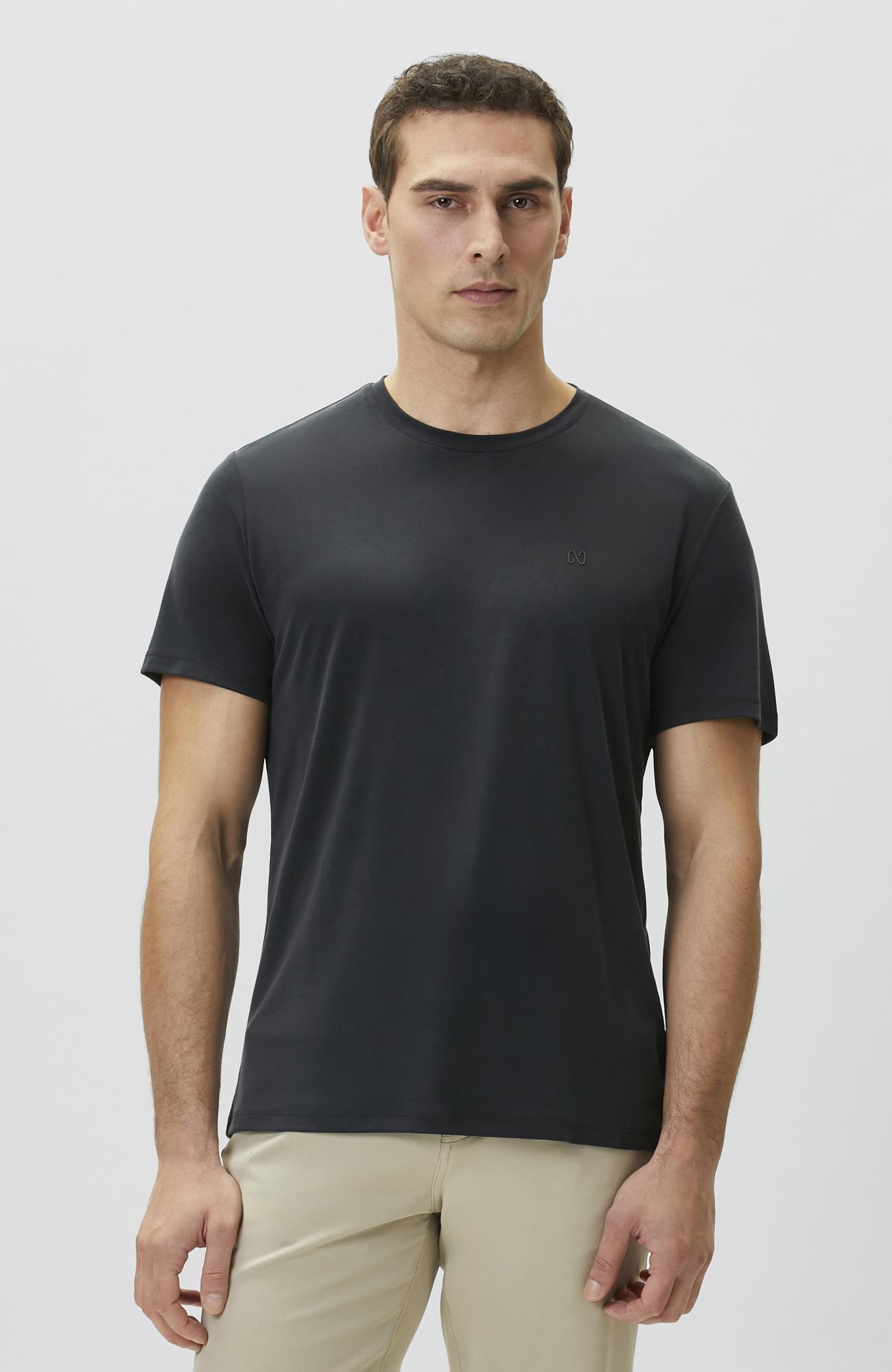Network Erkek Siyah Basic Modal T-shirt