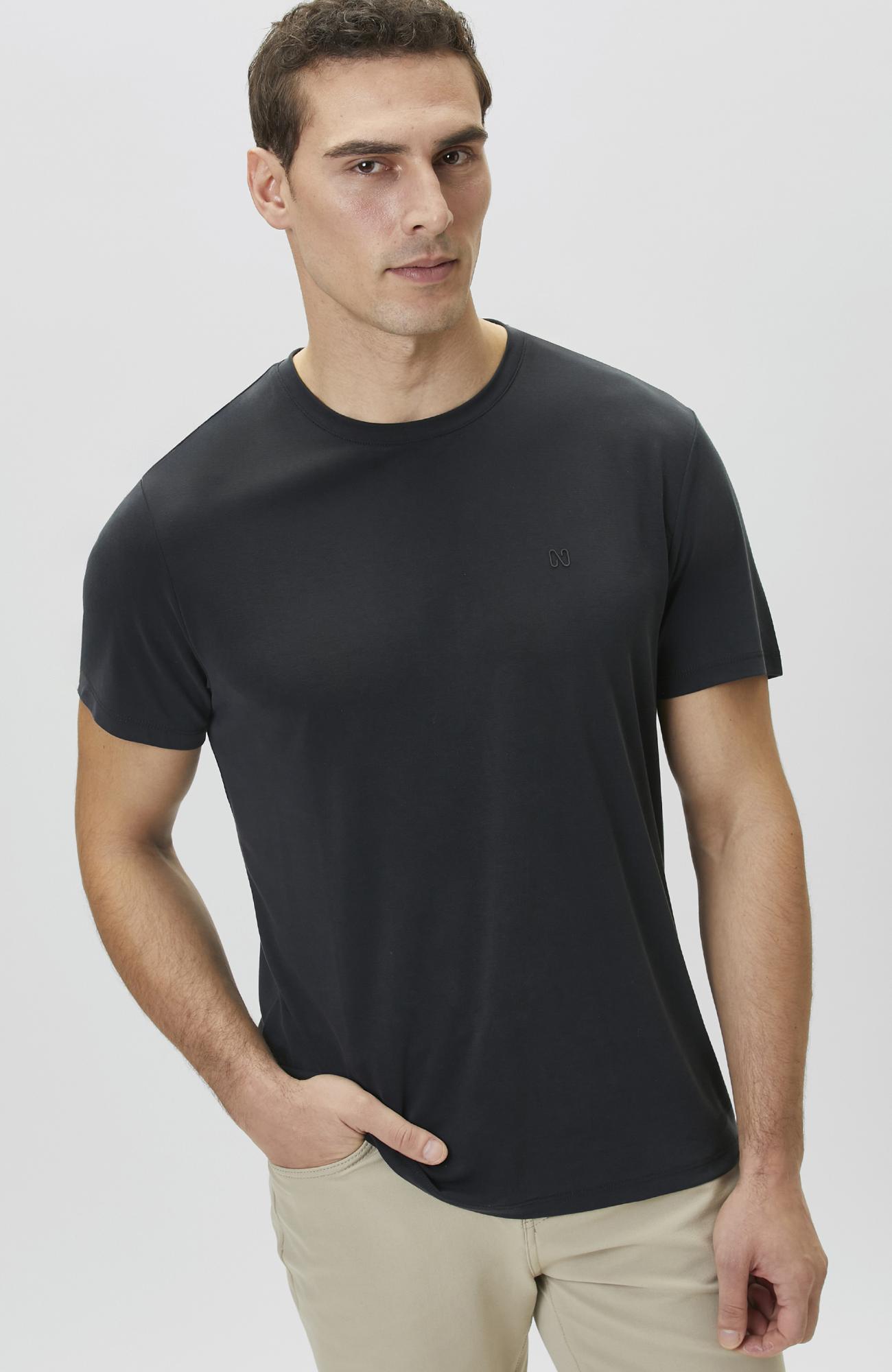Network Erkek Siyah Basic Modal T-shirt