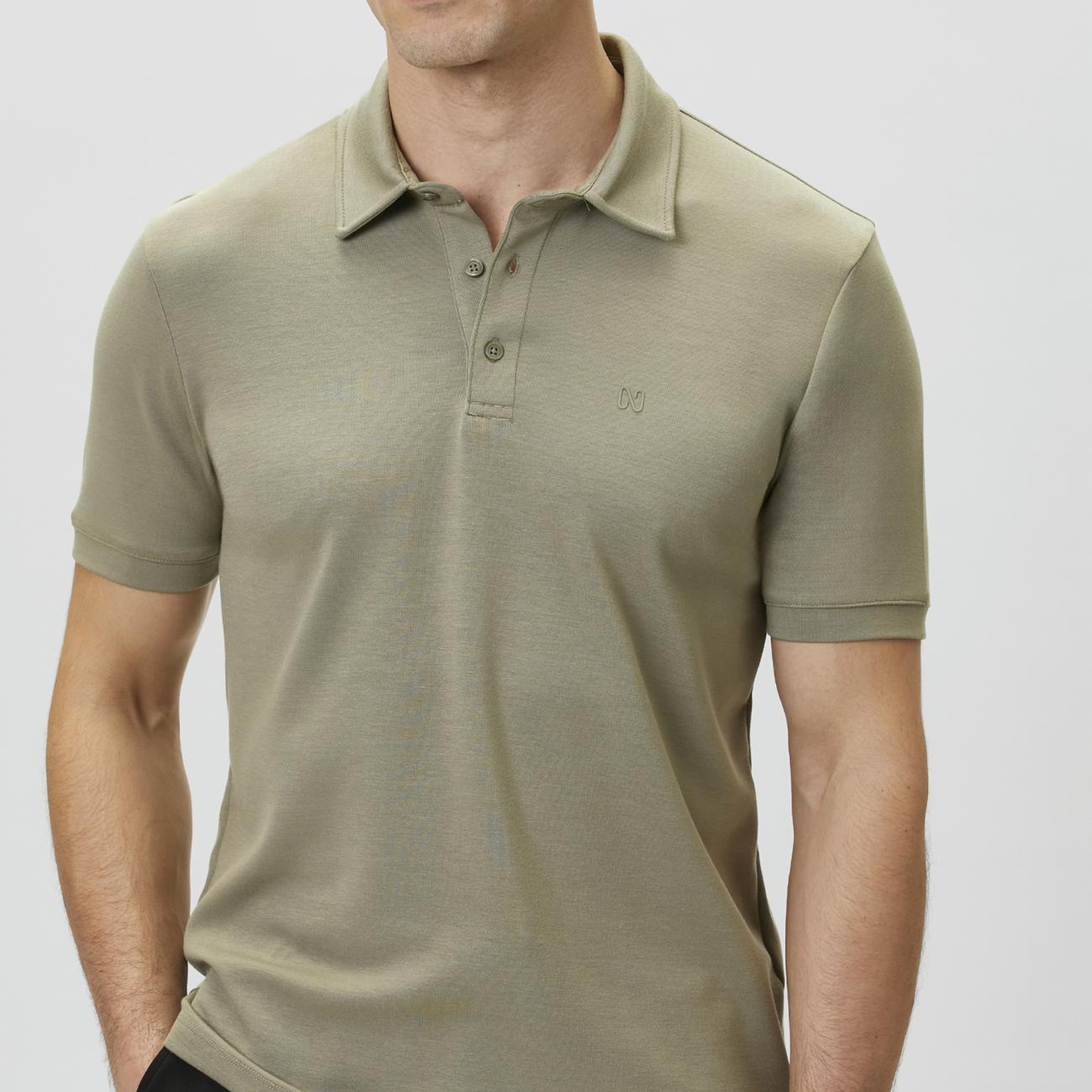Network Erkek Haki Basic Modal Polo T-shirt