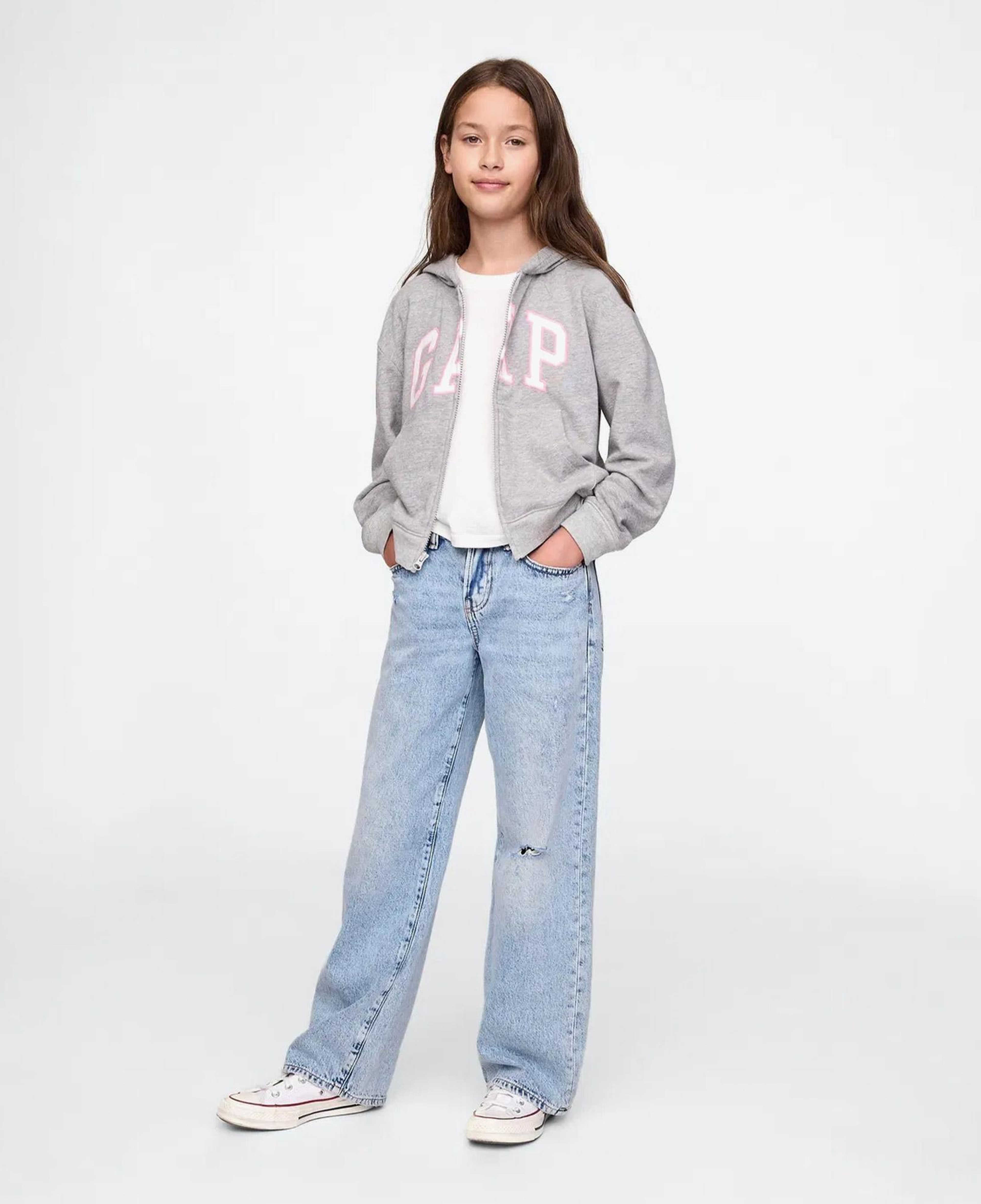Gap V-Frch Logo Çocuk Gri Sweatshirt
