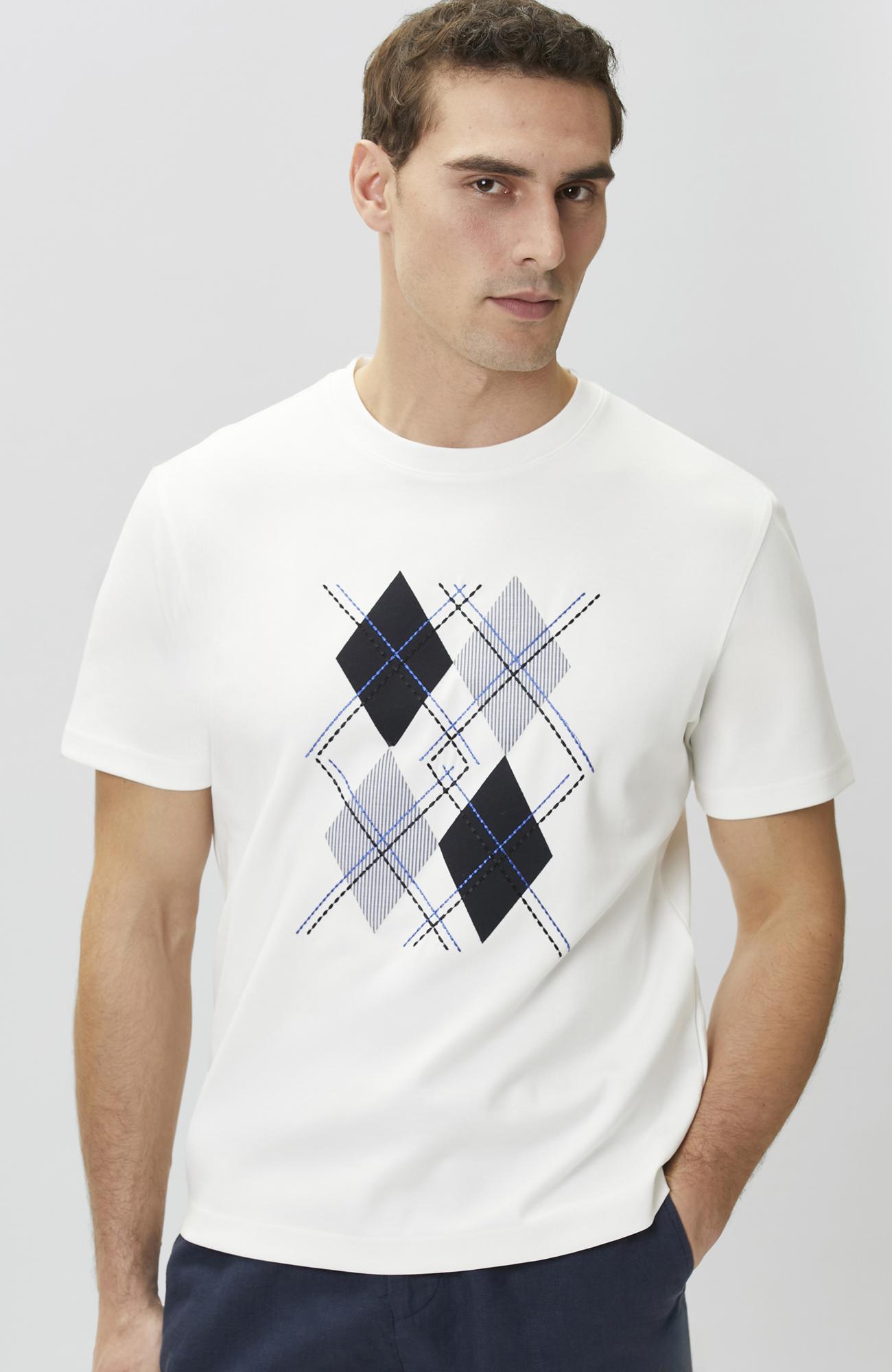 Network Erkek Beyaz Nakışlı T-shirt