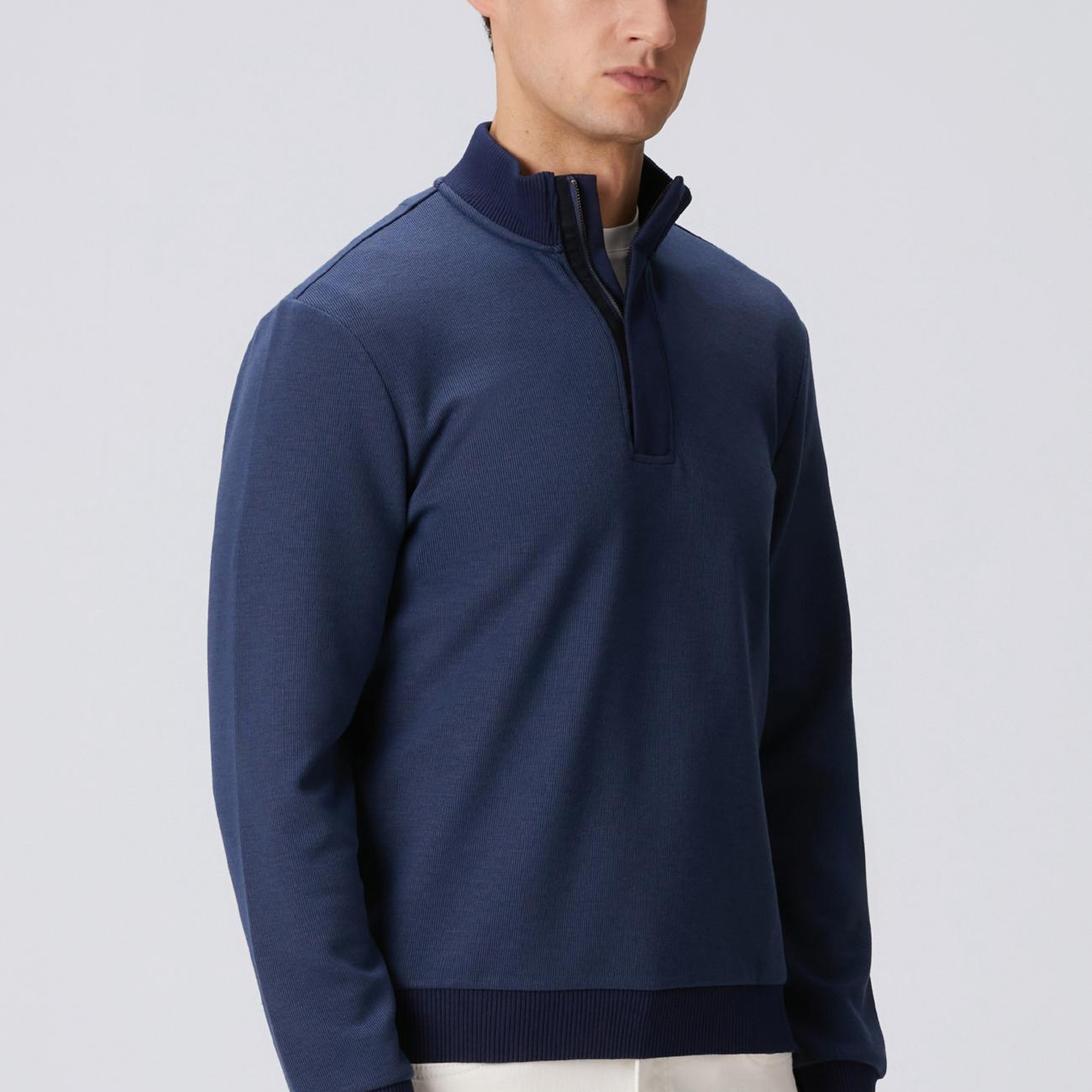 Network Erkek Lacivert Fermuarlı Yaka Garnili Sweatshirt