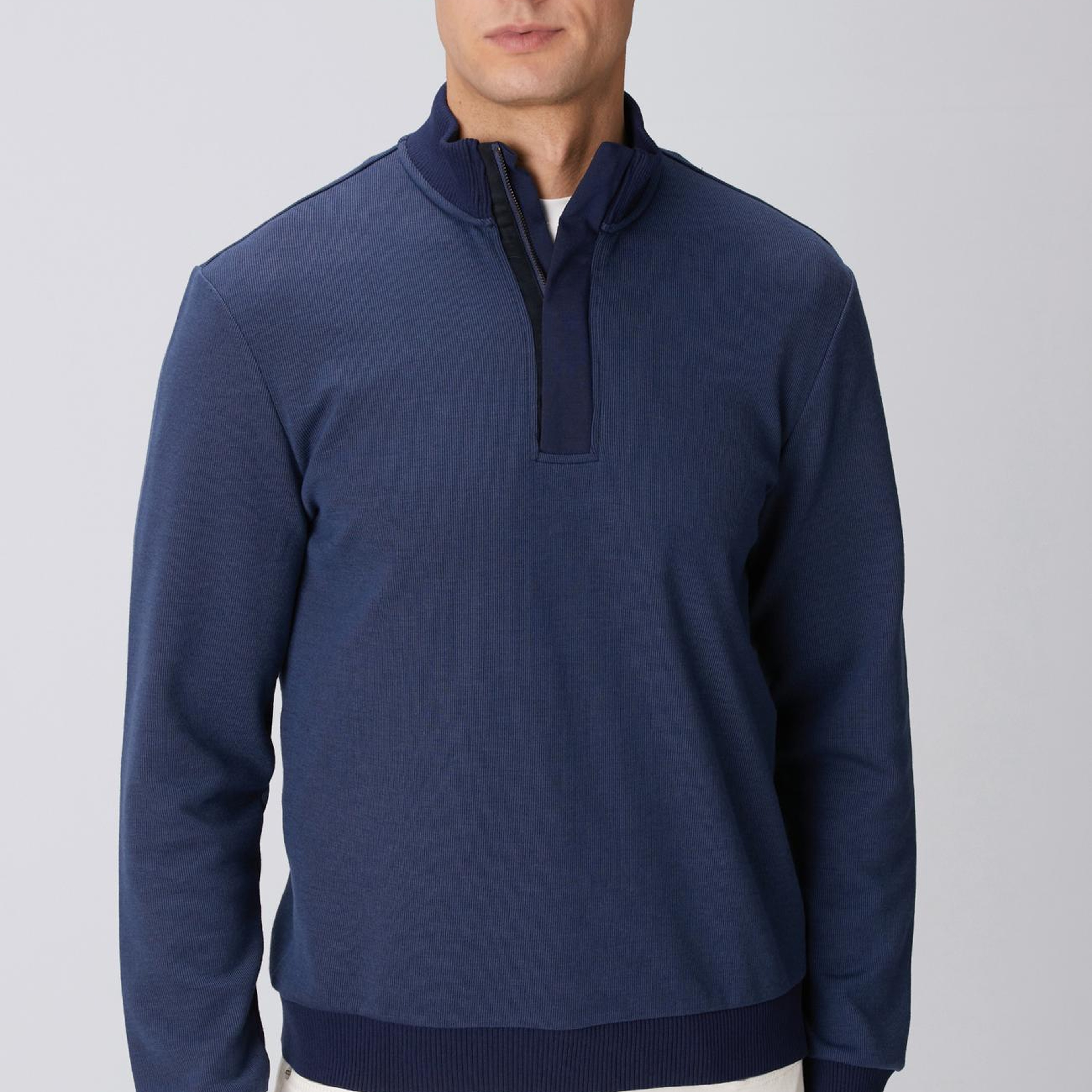 Network Erkek Lacivert Fermuarlı Yaka Garnili Sweatshirt