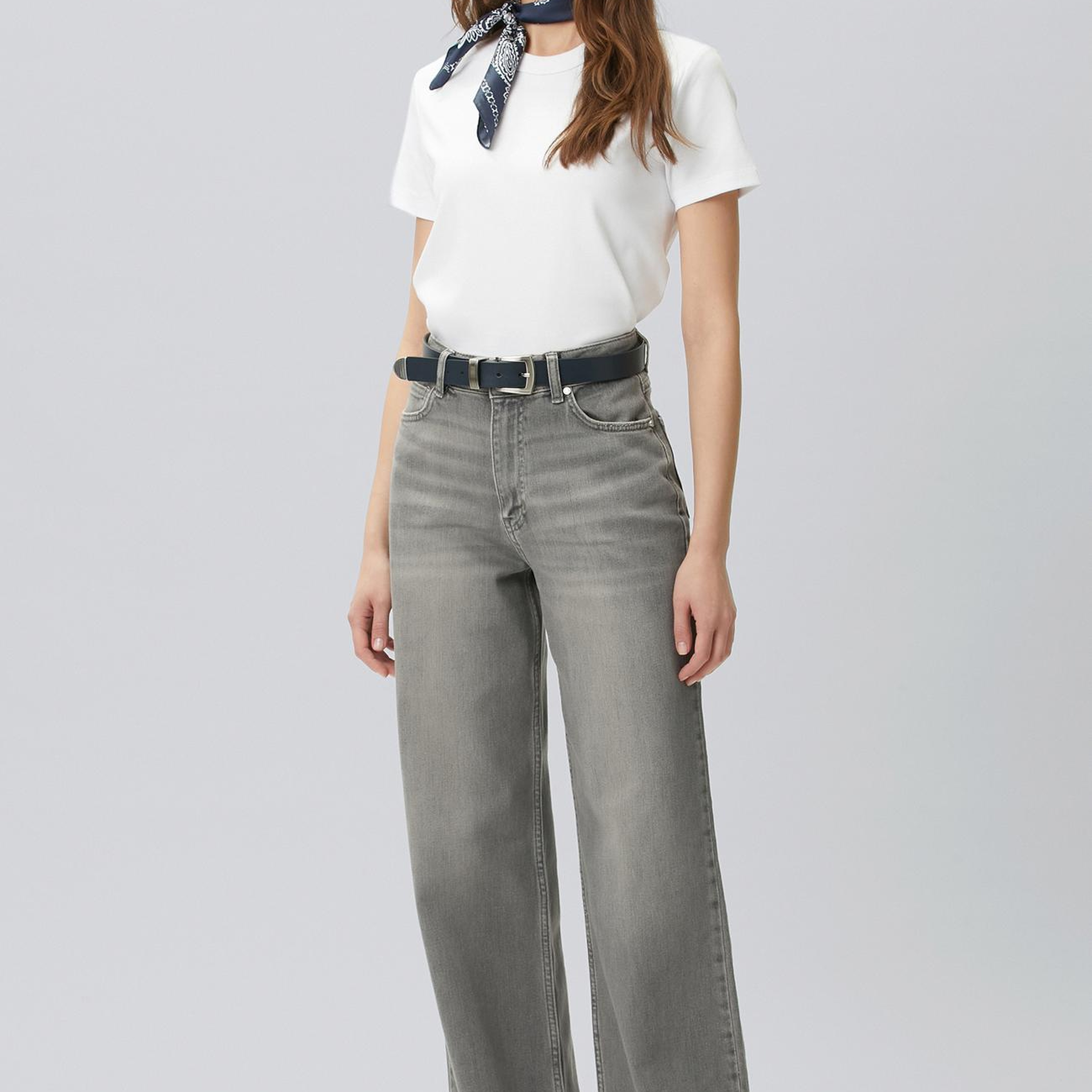 Network Kadın Koyu Gri Wide Leg Denim Pantolon