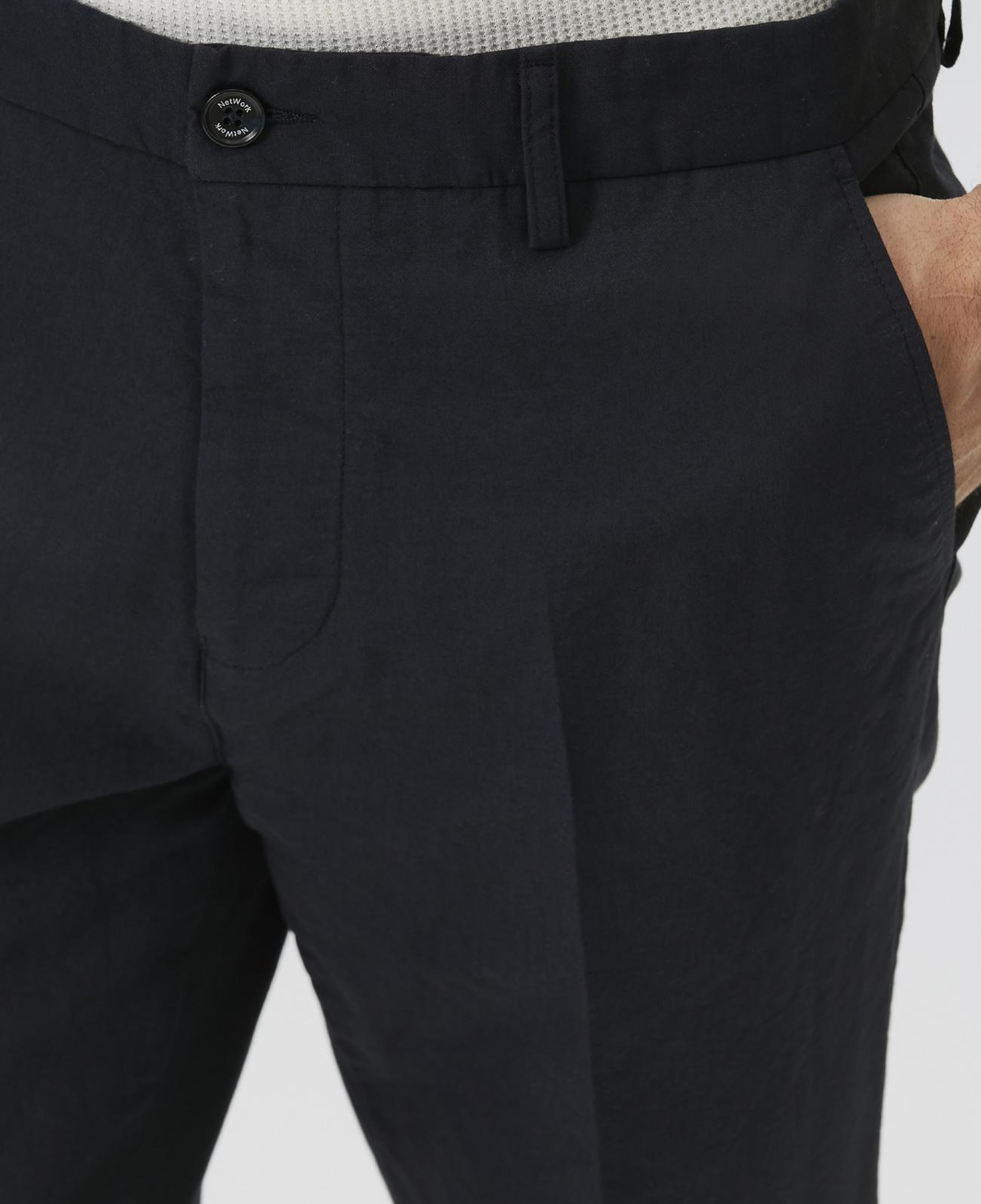 Network Erkek Lacivert Pileli Chino Casual Pantolon