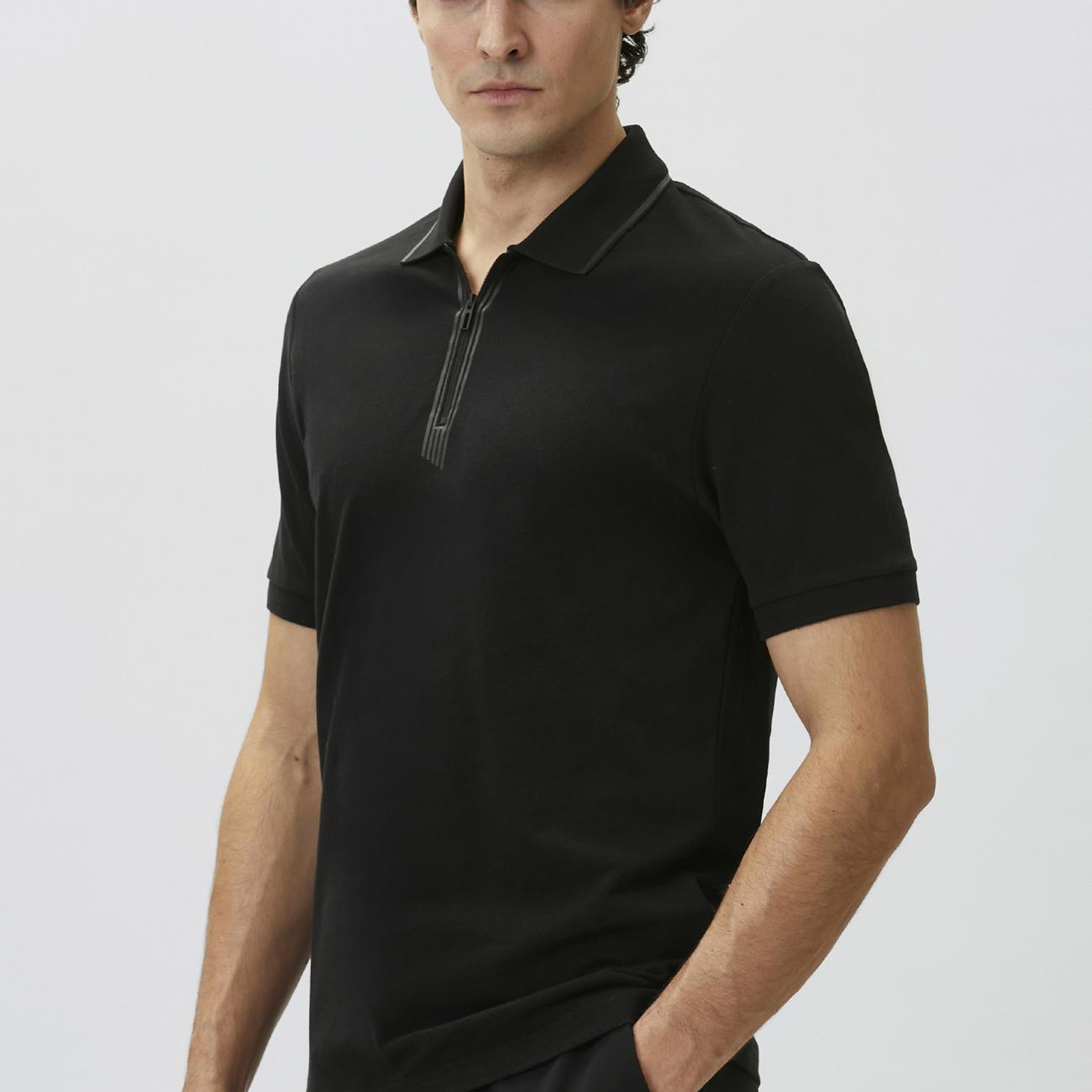 Network Erkek N-Tech Siyah Fermuarlı T-shirt