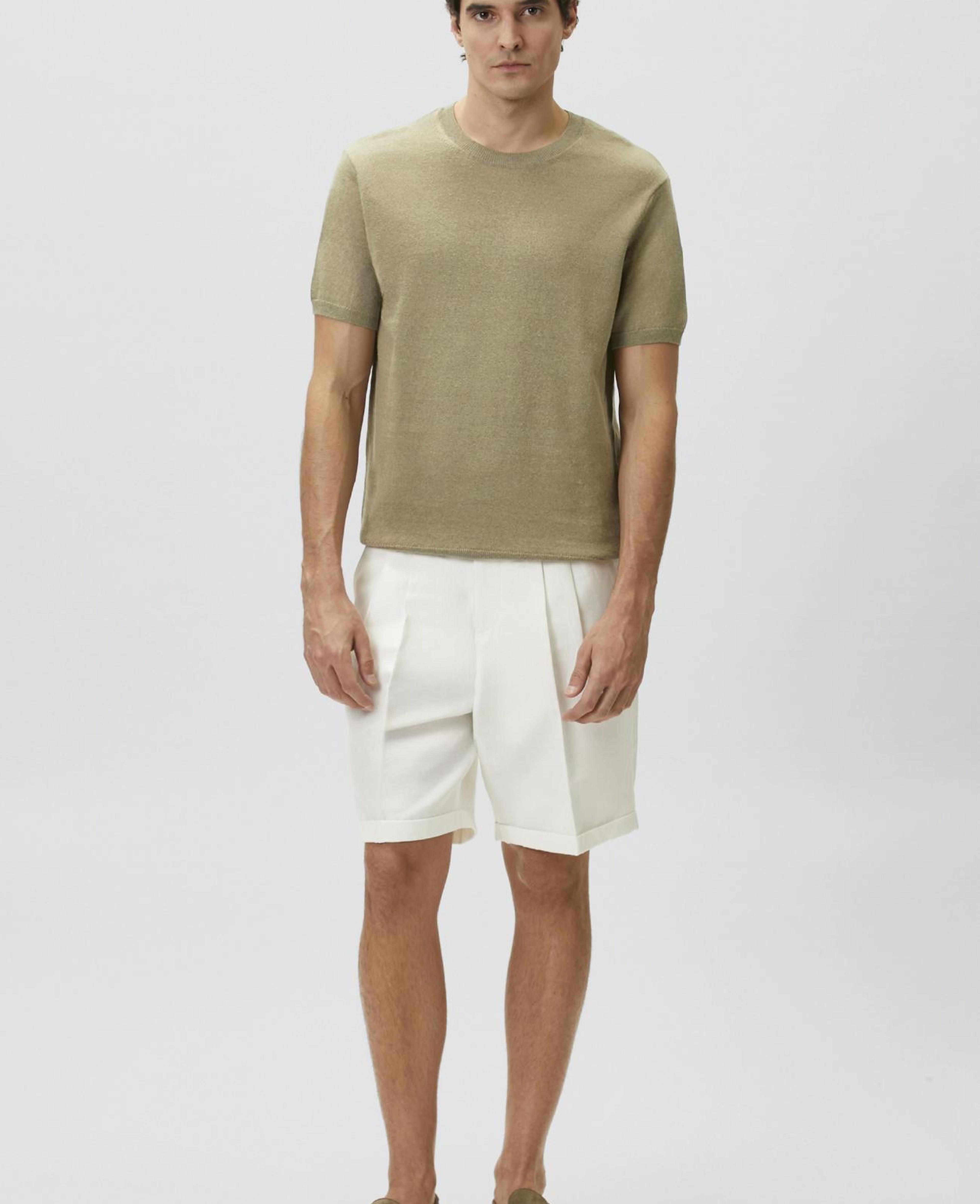 Network Erkek Slim Fit Açık Haki Keten Karışımlı Kazak