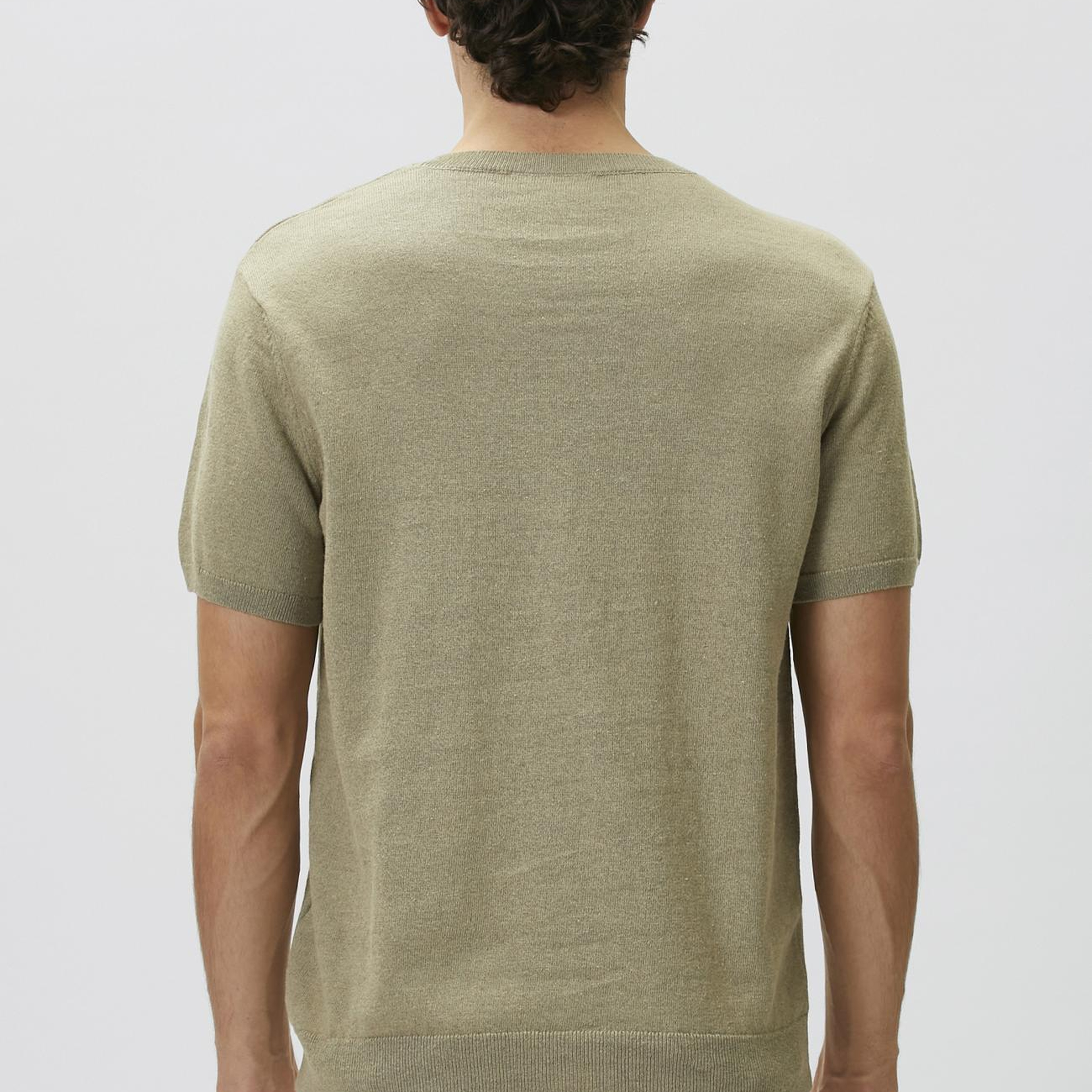 Network Erkek Slim Fit Açık Haki Keten Karışımlı Kazak