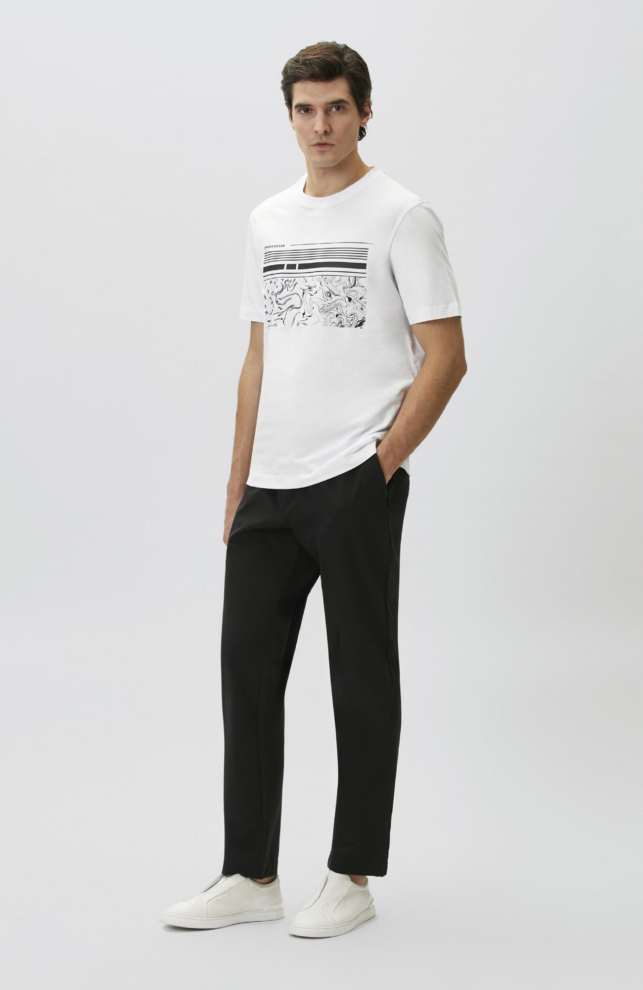 Network Erkek Kırık Beyaz Baskılı T-shirt