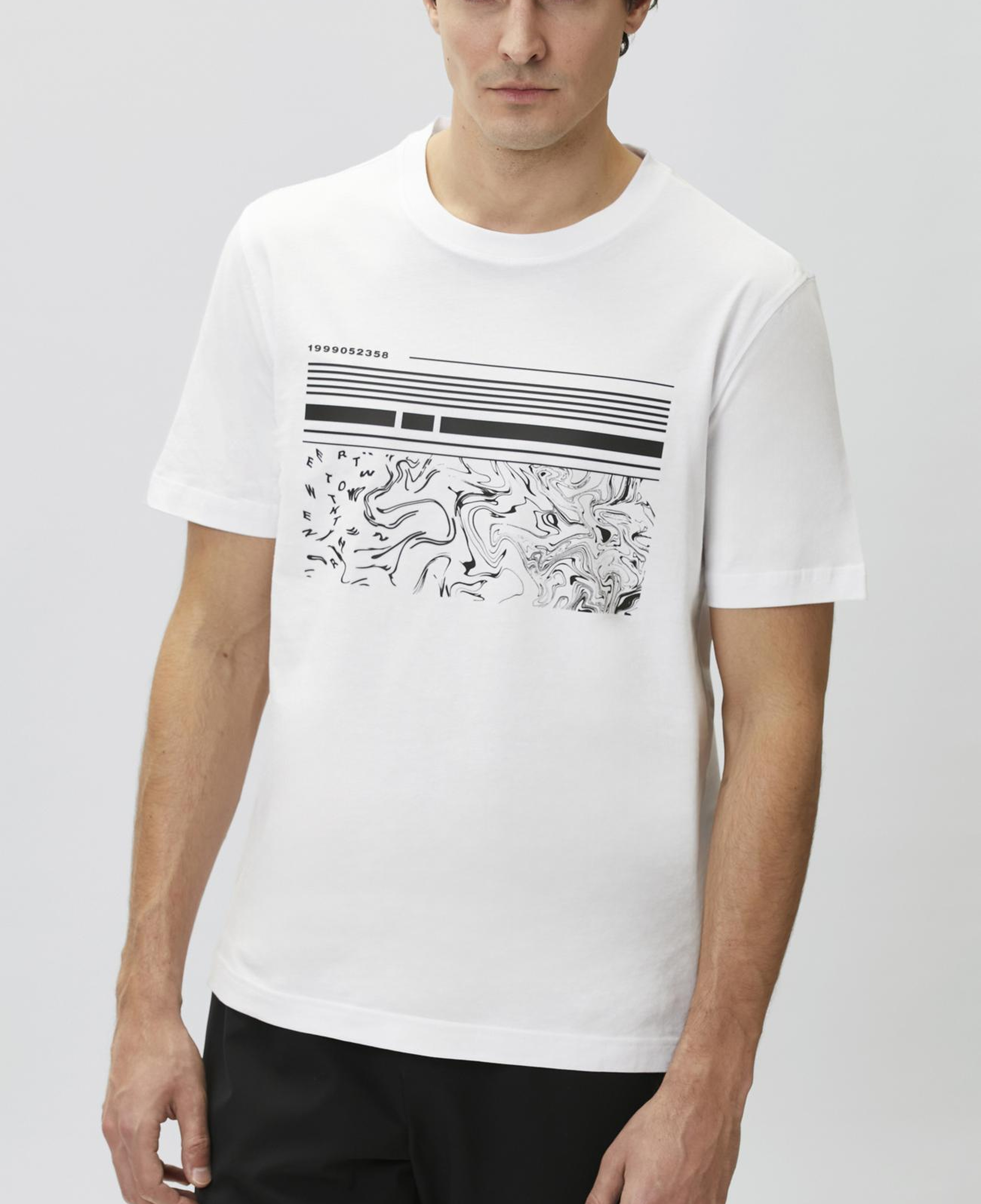 Network Erkek Kırık Beyaz Baskılı T-shirt