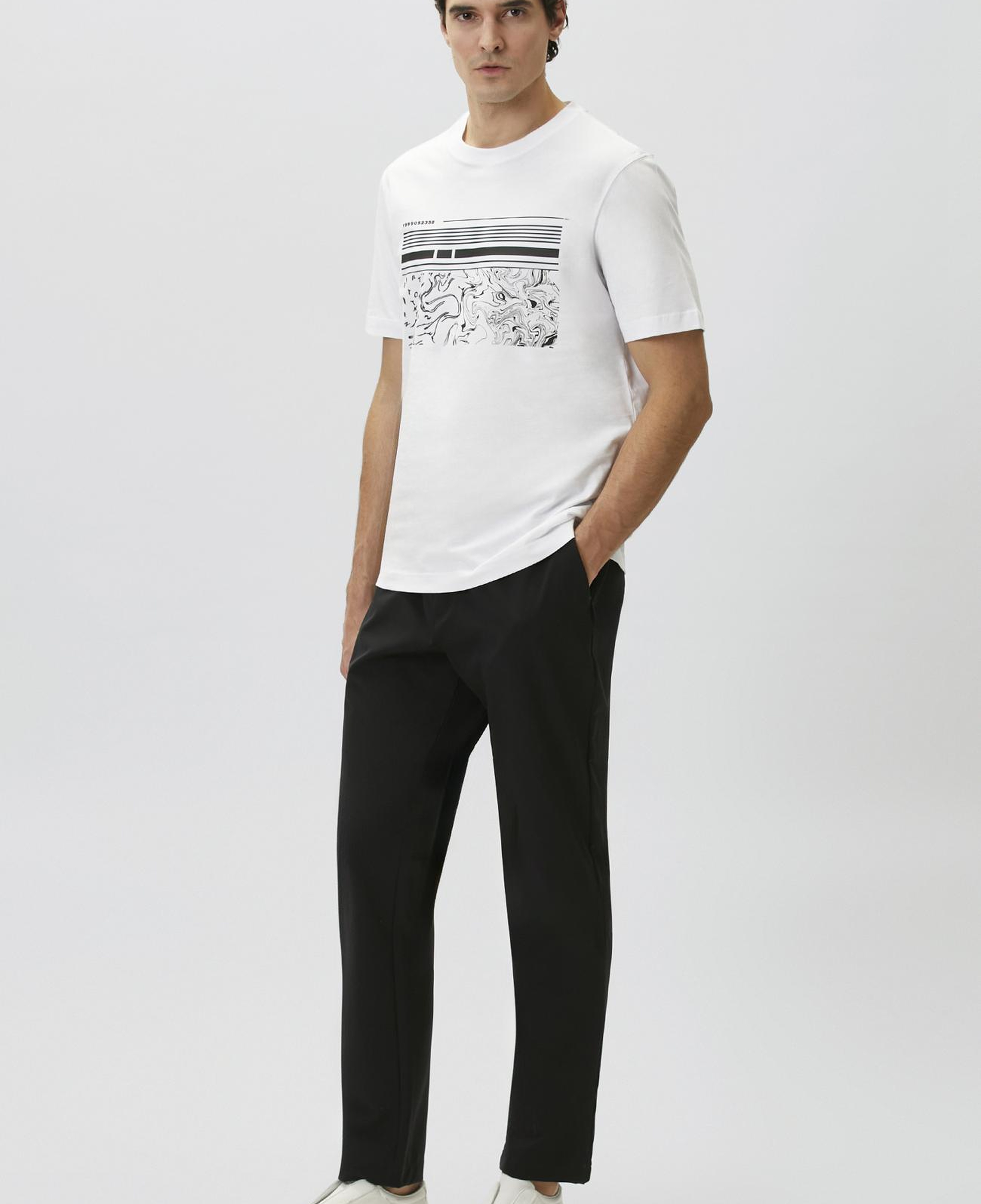 Network Erkek Kırık Beyaz Baskılı T-shirt