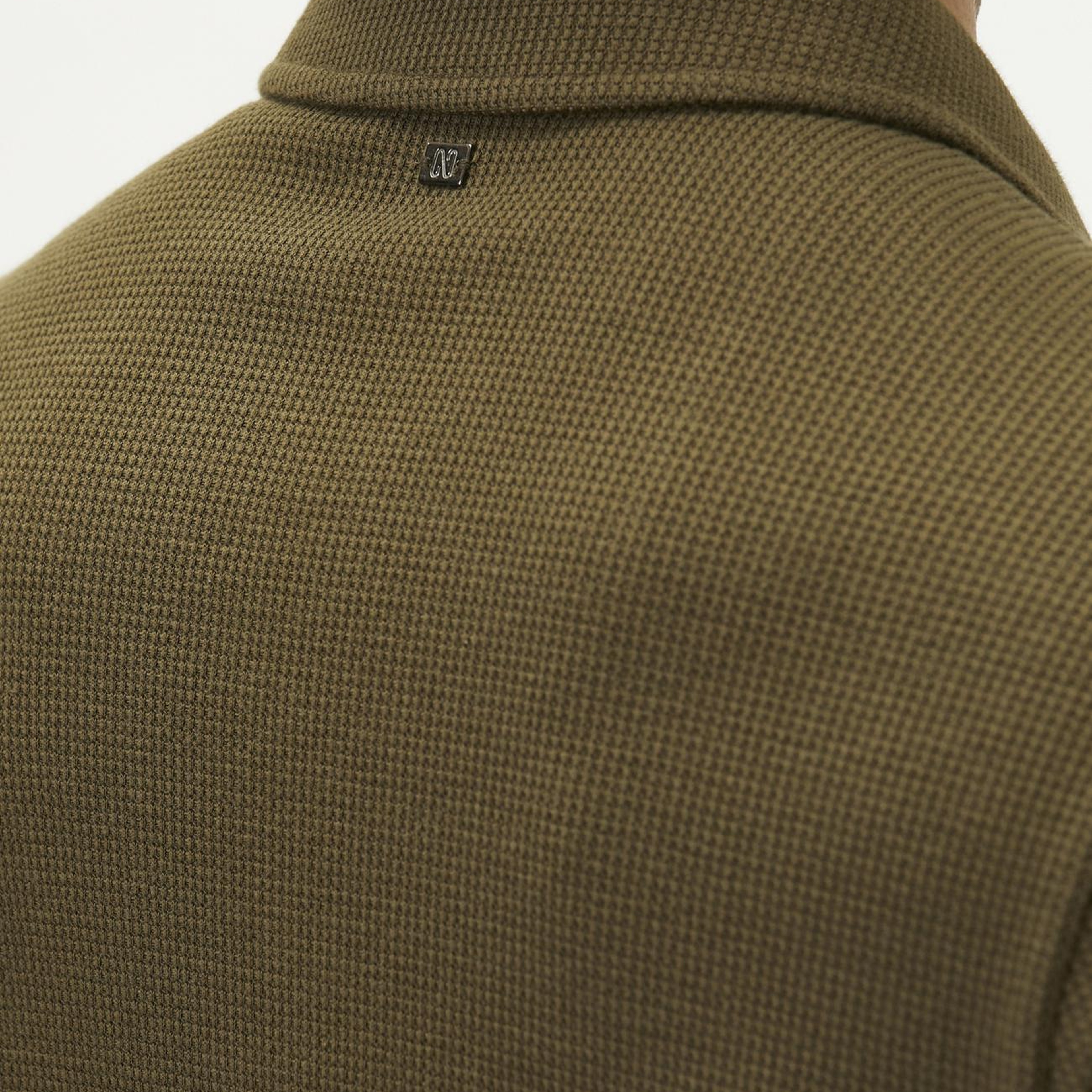 Network Erkek Slim Fit Haki Polo Yaka Waffle T-shirt