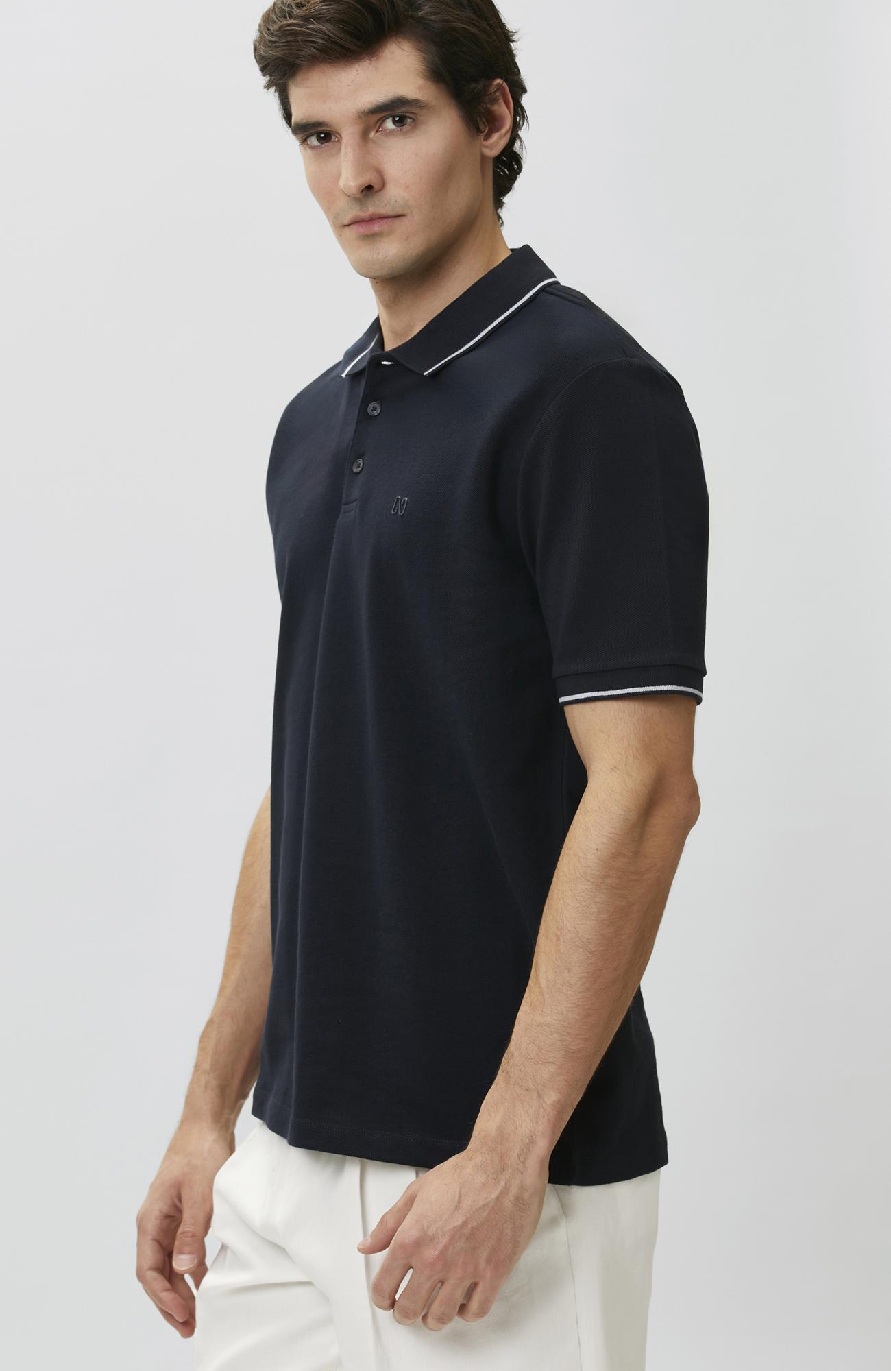 Network Erkek Lacivert Polo Yaka Patı Renkli T-shirt