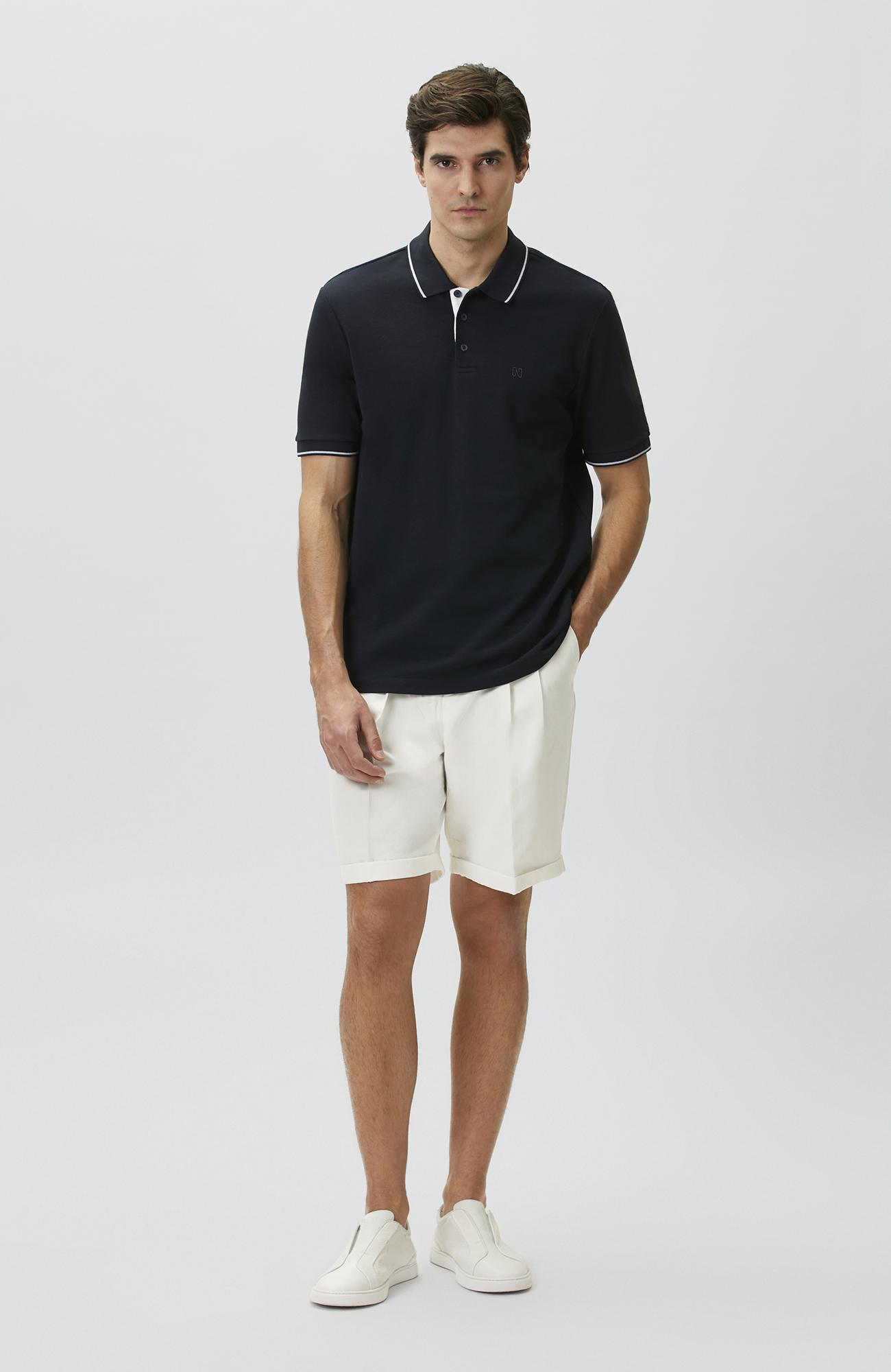 Network Erkek Lacivert Polo Yaka Patı Renkli T-shirt