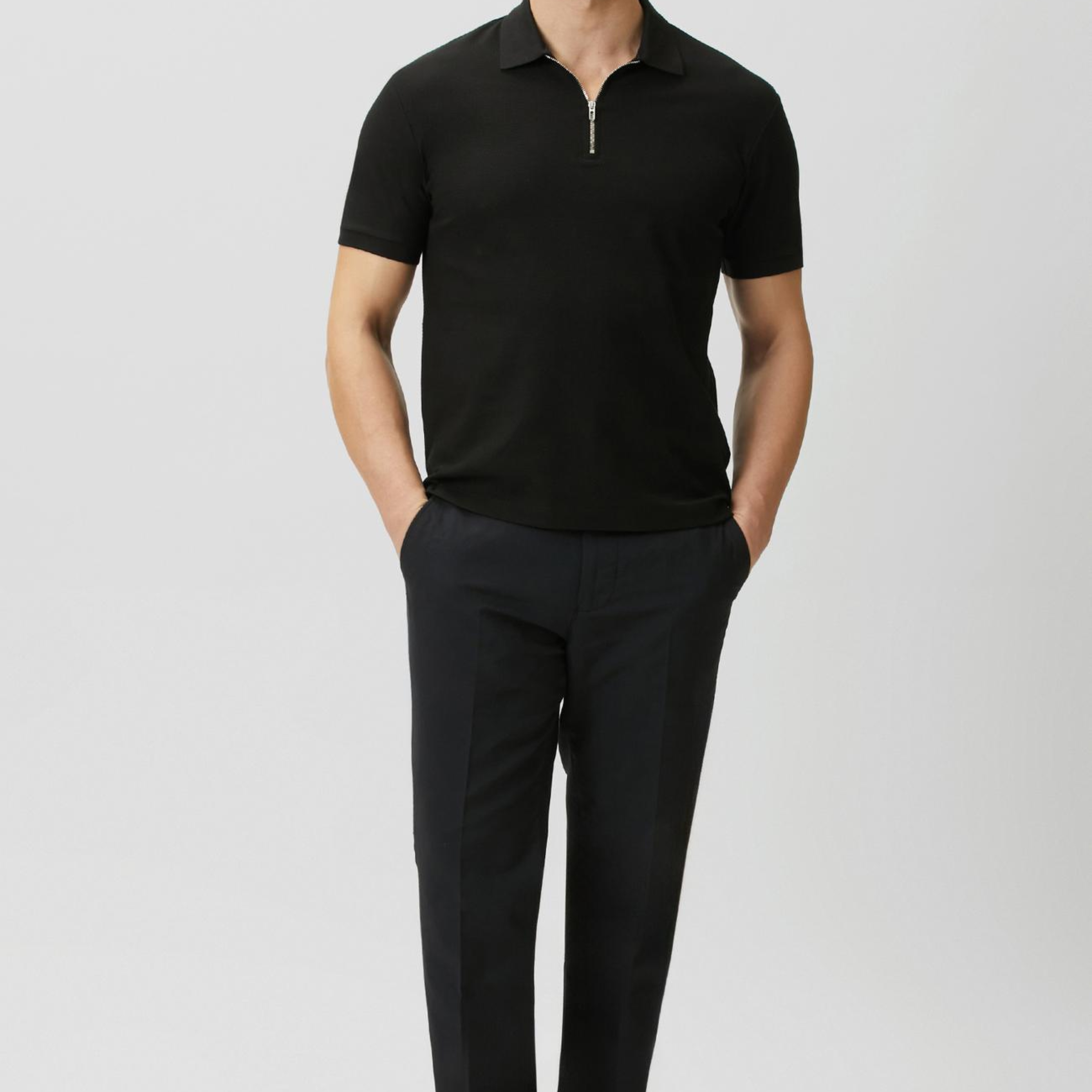 Network Erkek Slim Fit Siyah Polo Yaka Jakarlı Pike T-shirt