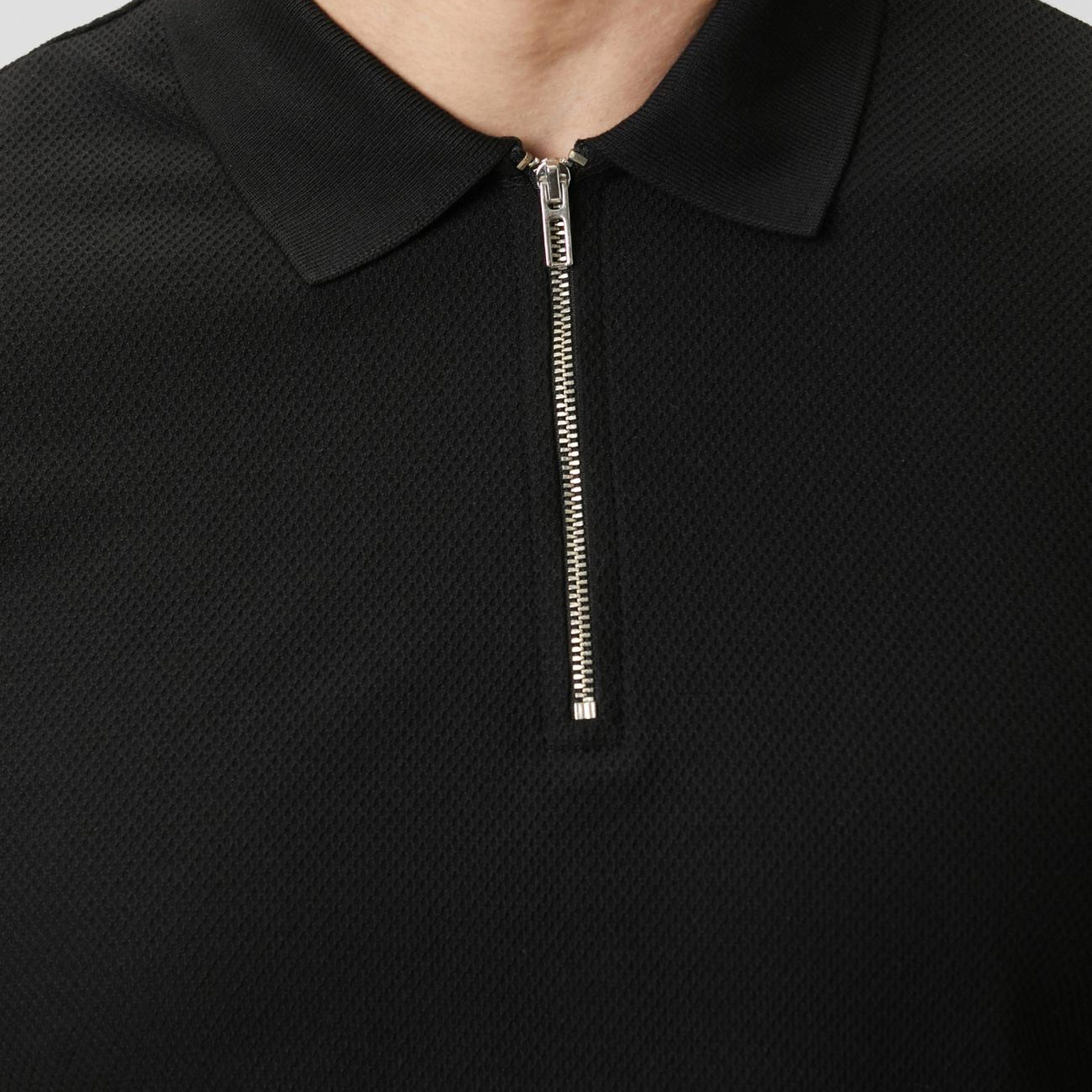 Network Erkek Slim Fit Siyah Polo Yaka Jakarlı Pike T-shirt