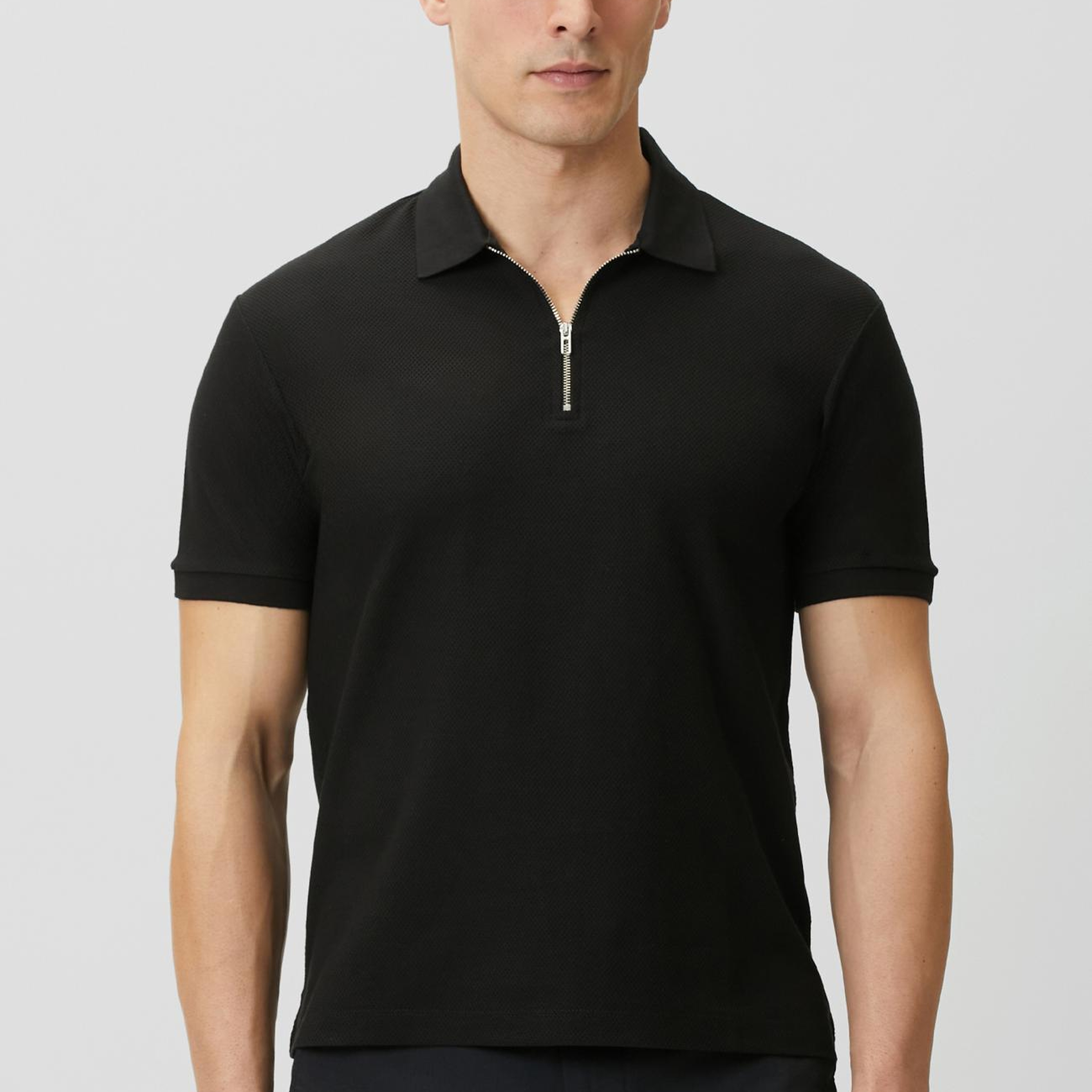 Network Erkek Slim Fit Siyah Polo Yaka Jakarlı Pike T-shirt