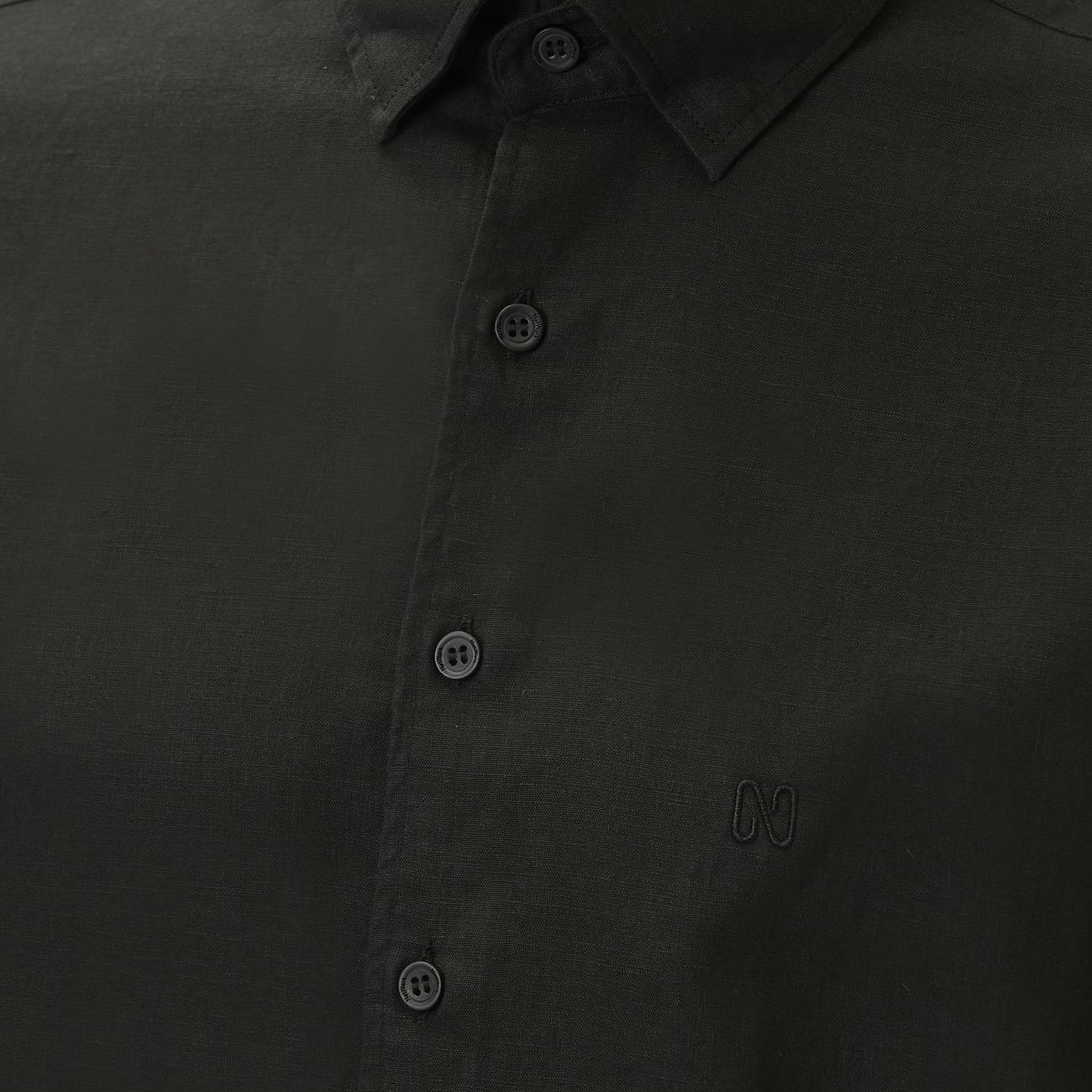 Network Erkek Slim Fit Siyah Keten Gömlek