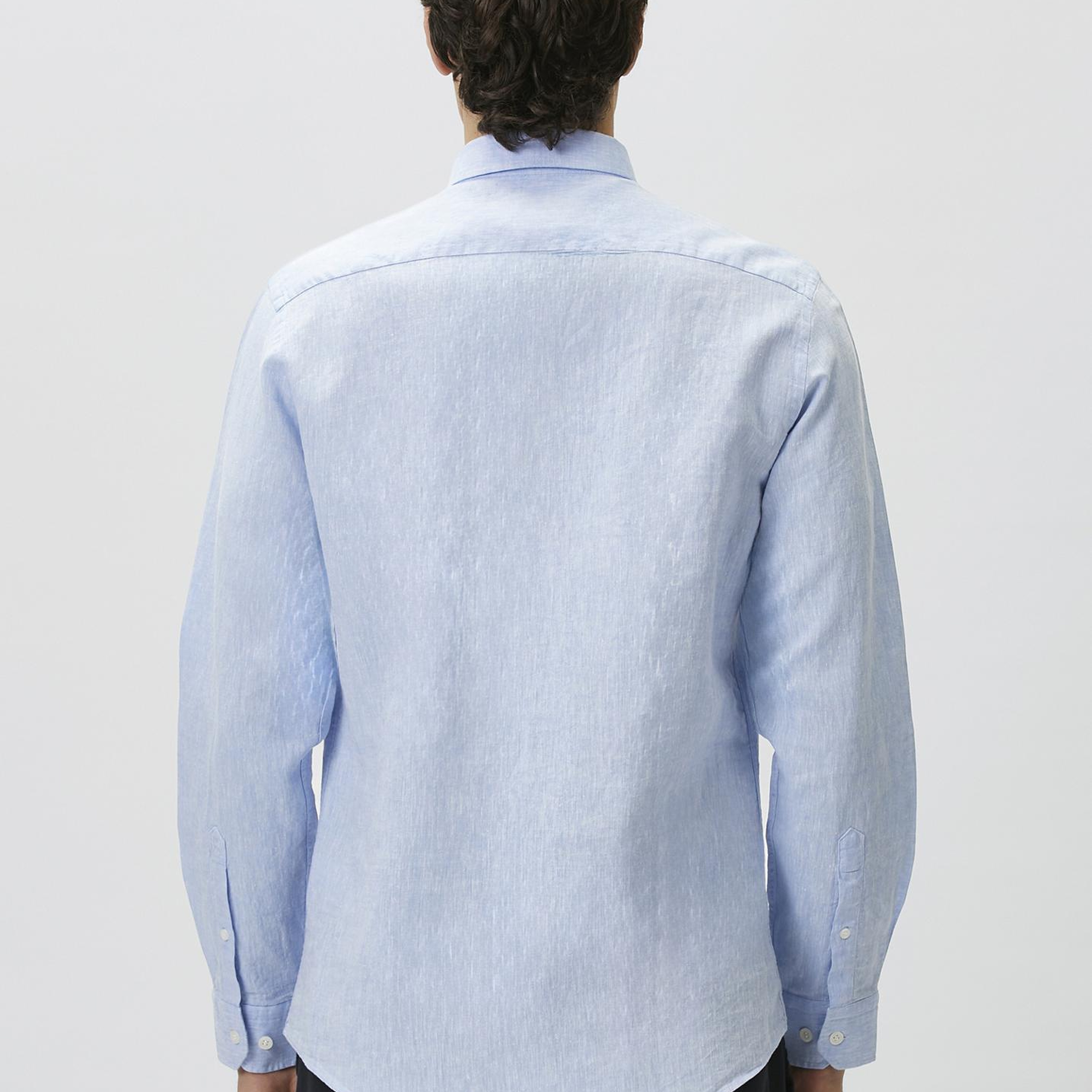 Network Erkek Slim Fit Açık Mavi Keten Gömlek