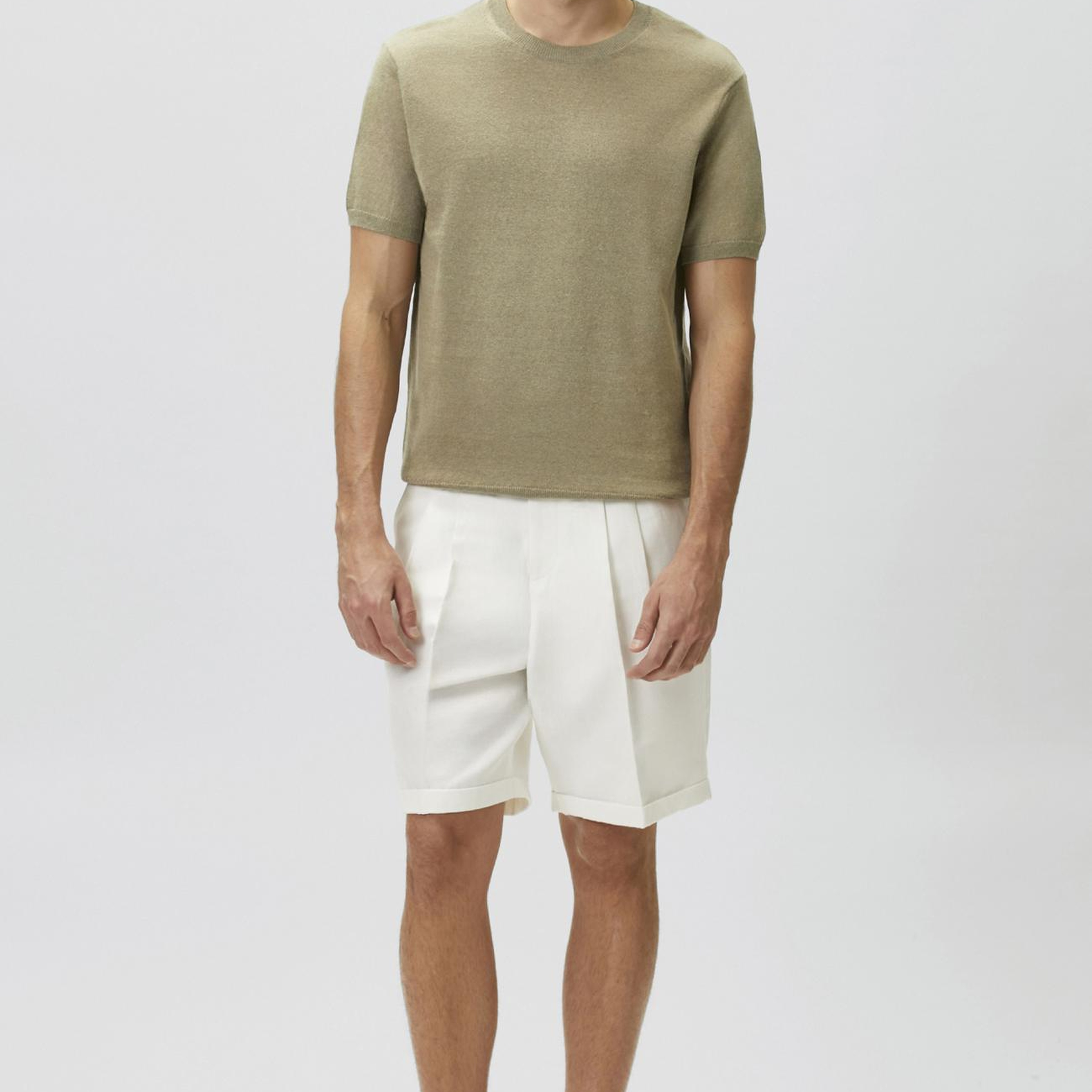 Network Erkek Slim Fit Açık Haki Keten Karışımlı Kazak