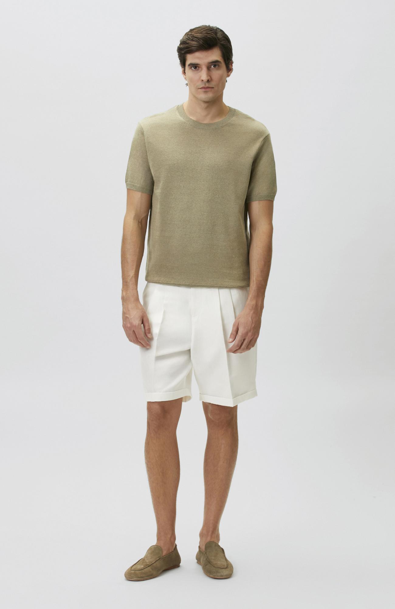 Network Erkek Slim Fit Açık Haki Keten Karışımlı Kazak