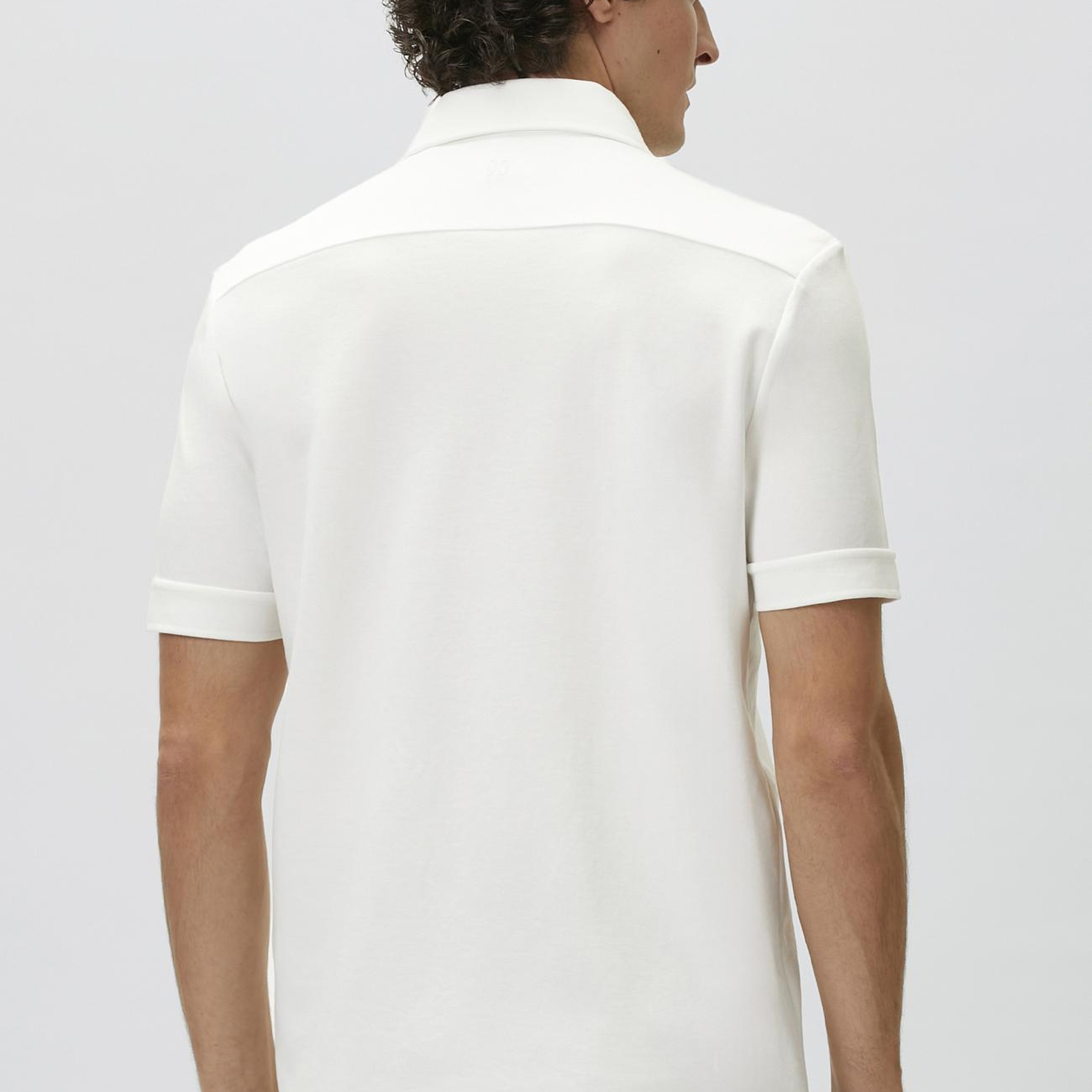 Network Erkek Slim Fit Kırık Beyaz Kısa Kol Örme Gömlek