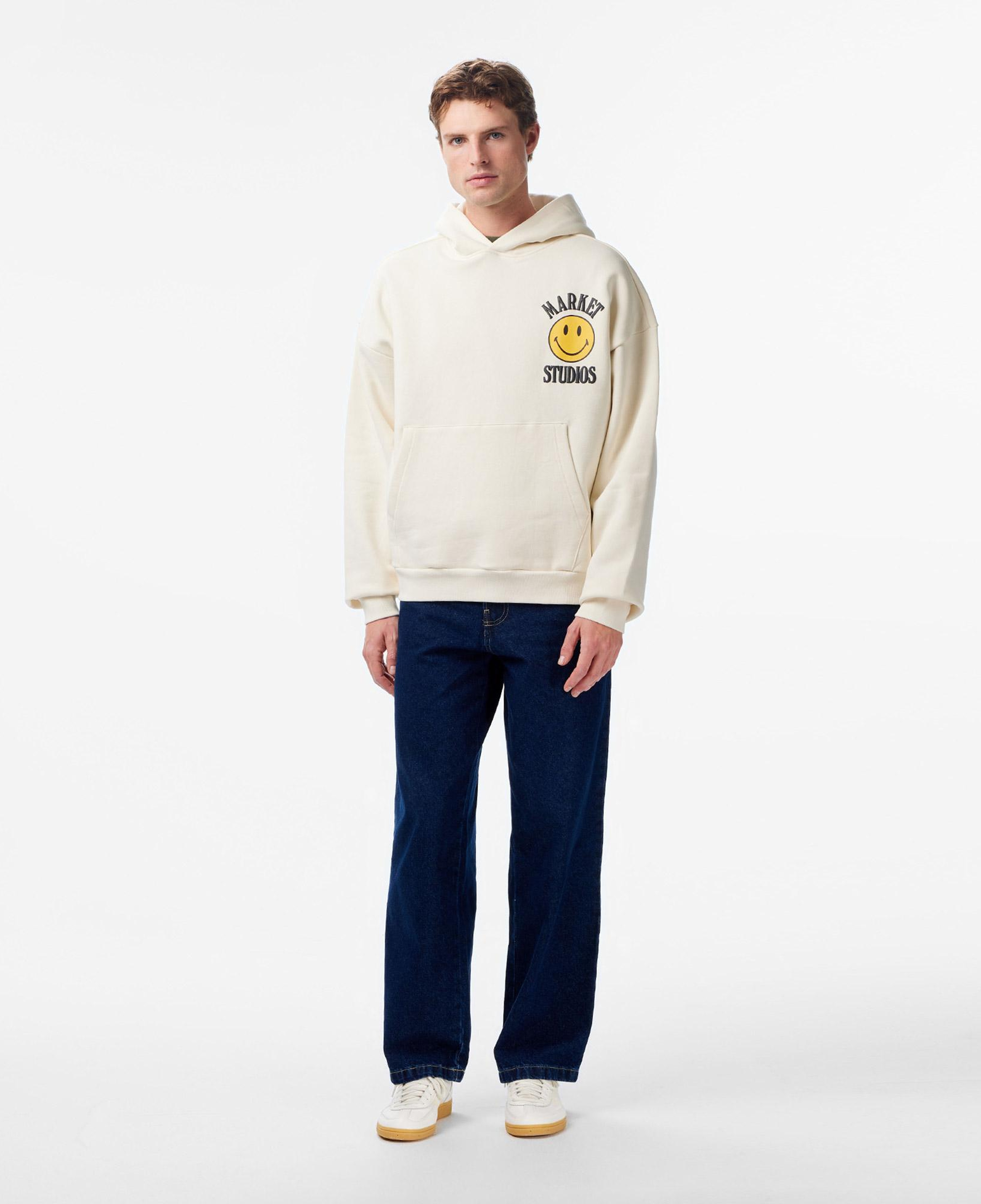 Market Smiley Upside Down Lockup Erkek Gri Hoodie