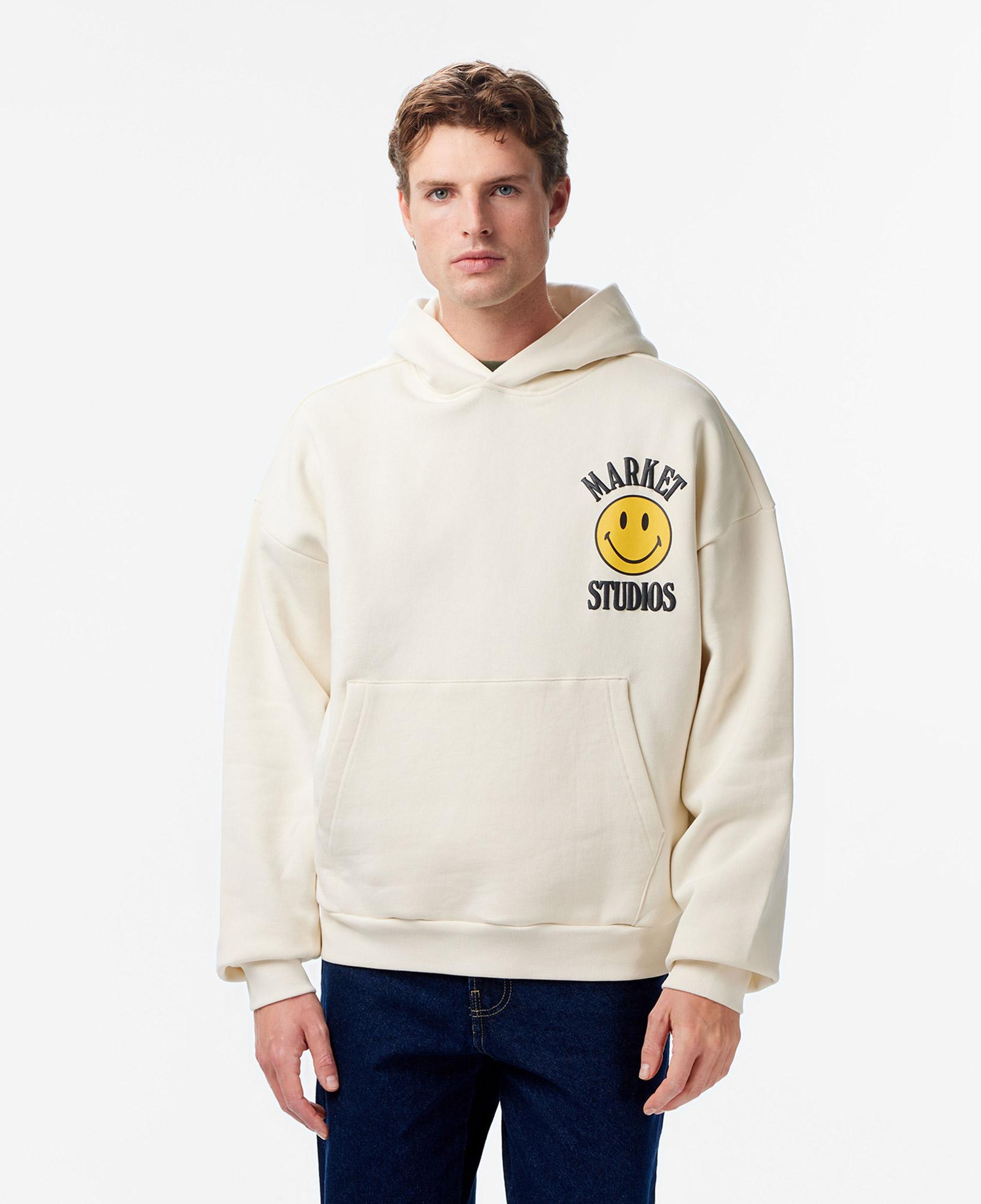 Market Smiley Upside Down Lockup Erkek Gri Hoodie