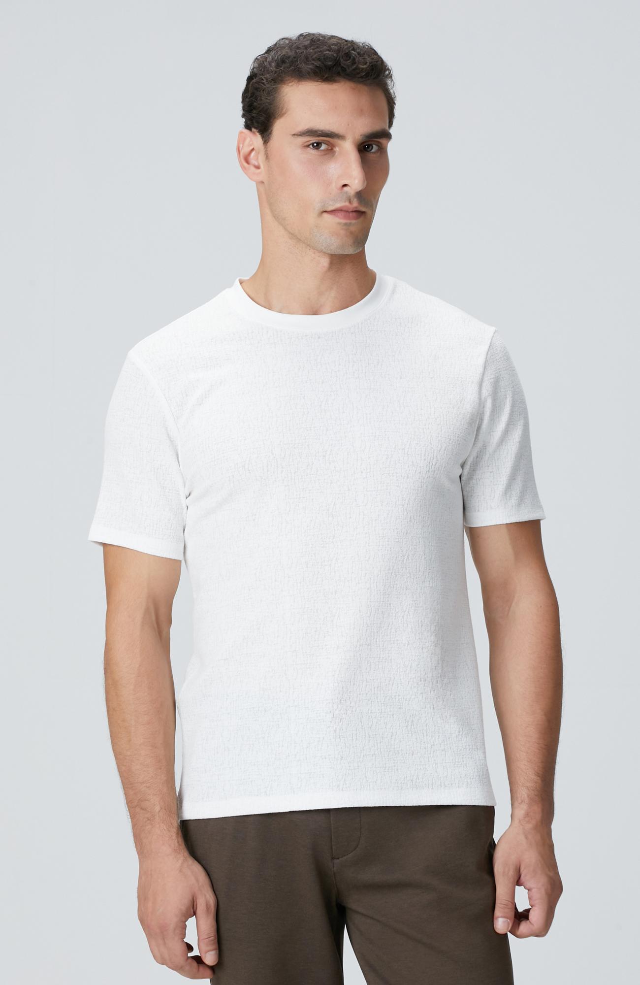 Network Erkek Kırık Beyaz Bisiklet Yaka Jakarlı T-Shirt