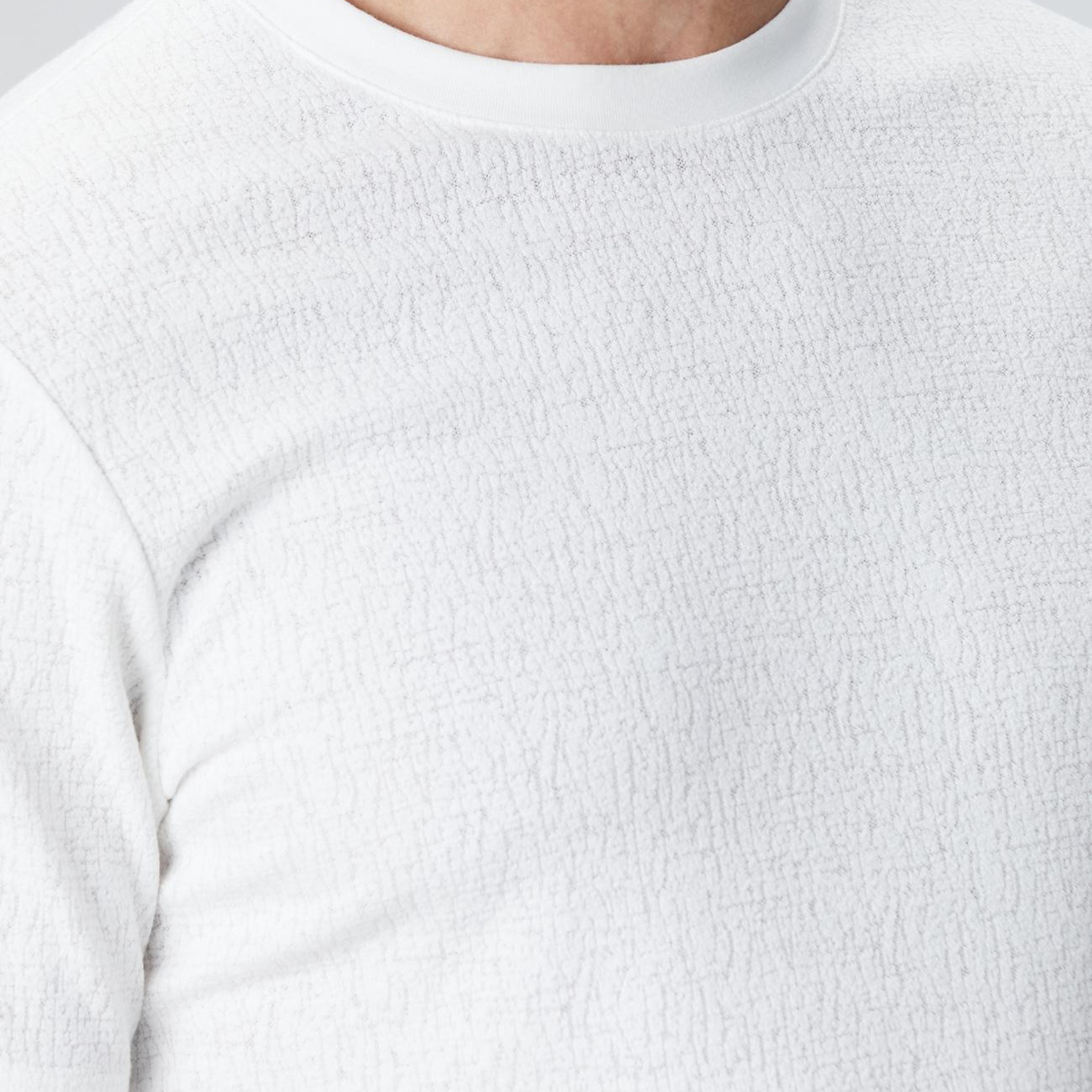 Network Erkek Kırık Beyaz Bisiklet Yaka Jakarlı T-Shirt