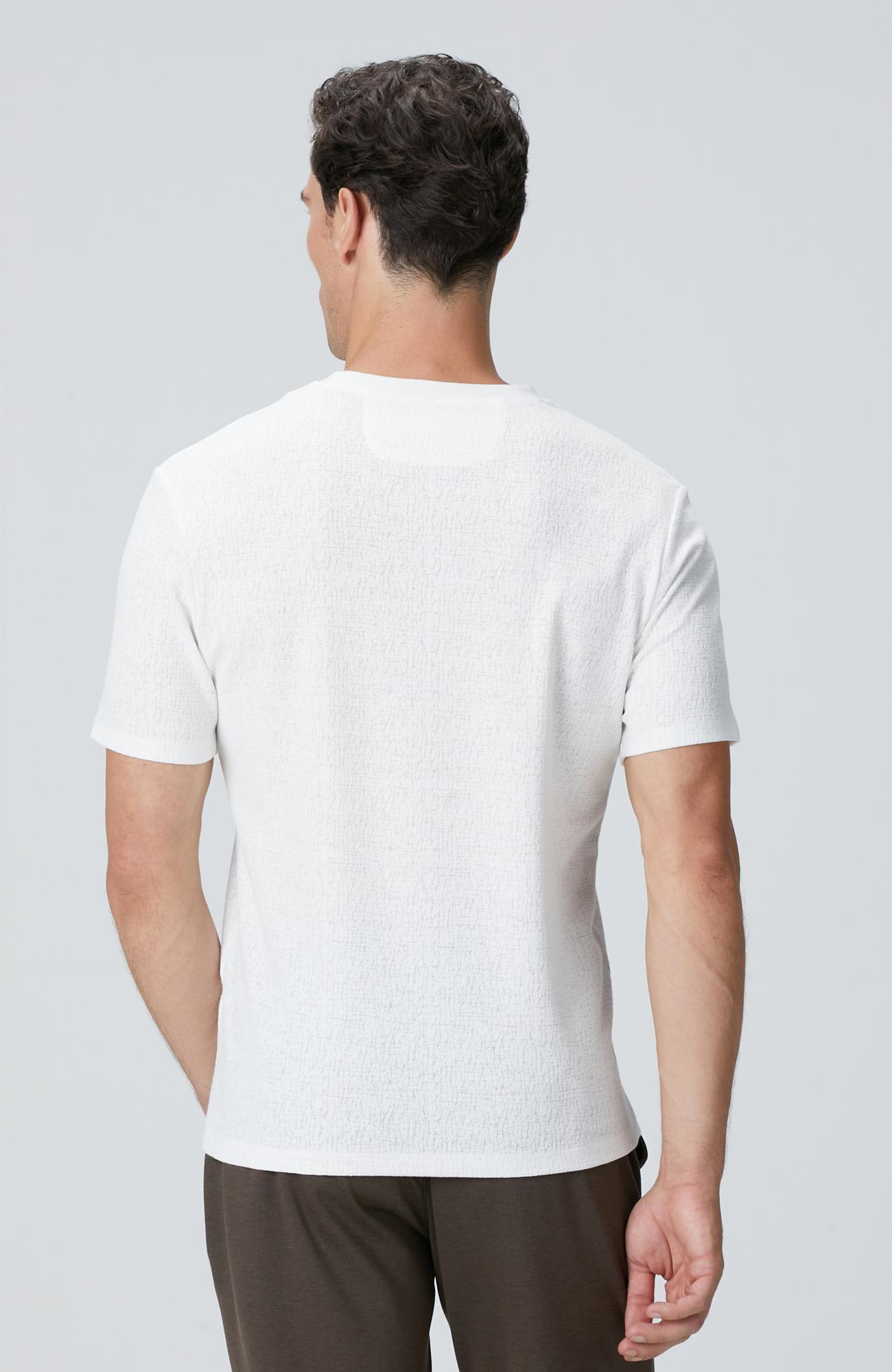 Network Erkek Kırık Beyaz Bisiklet Yaka Jakarlı T-Shirt