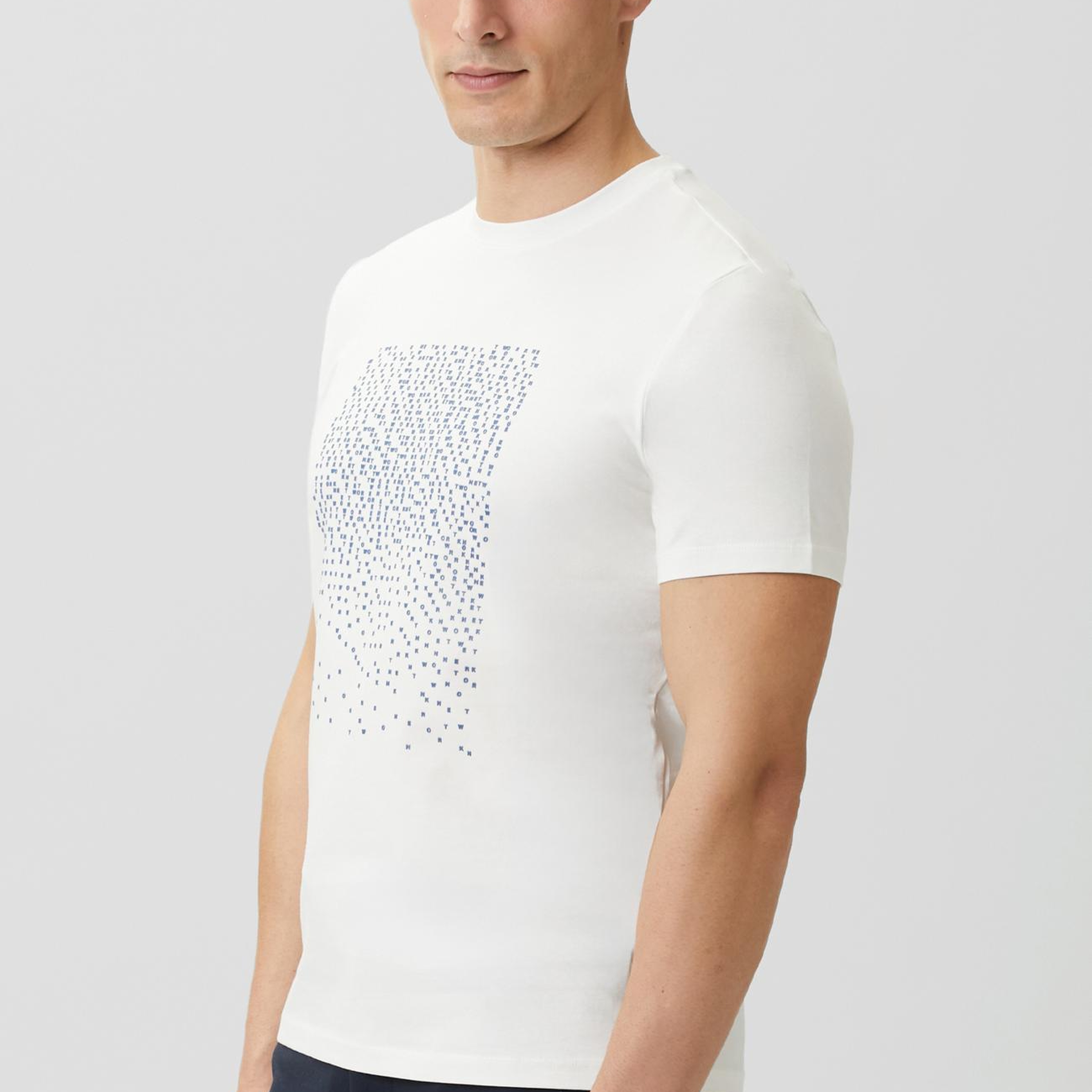 Network Erkek Beyaz  Mini Harf Baskılı T-shirt