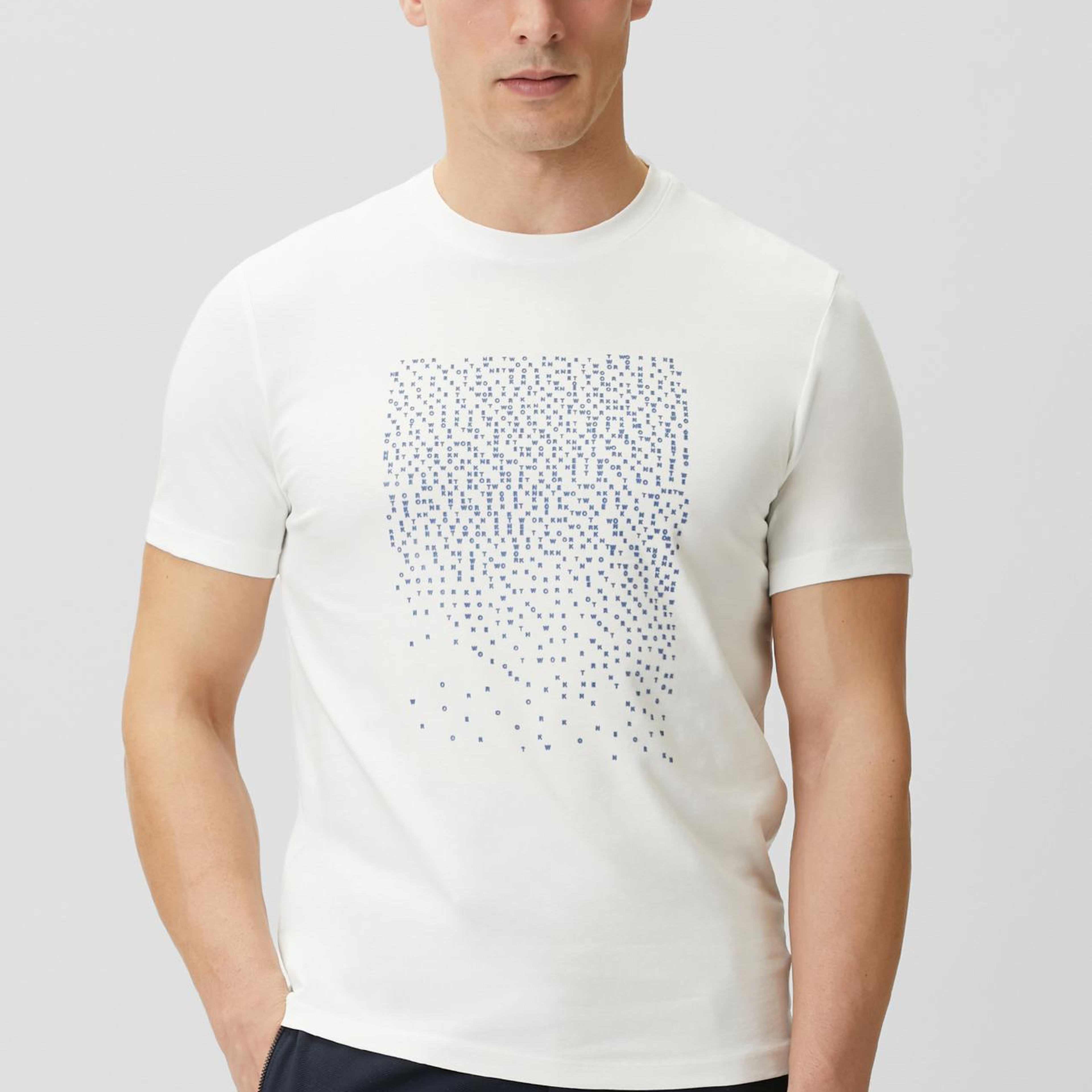 Network Erkek Beyaz  Mini Harf Baskılı T-shirt