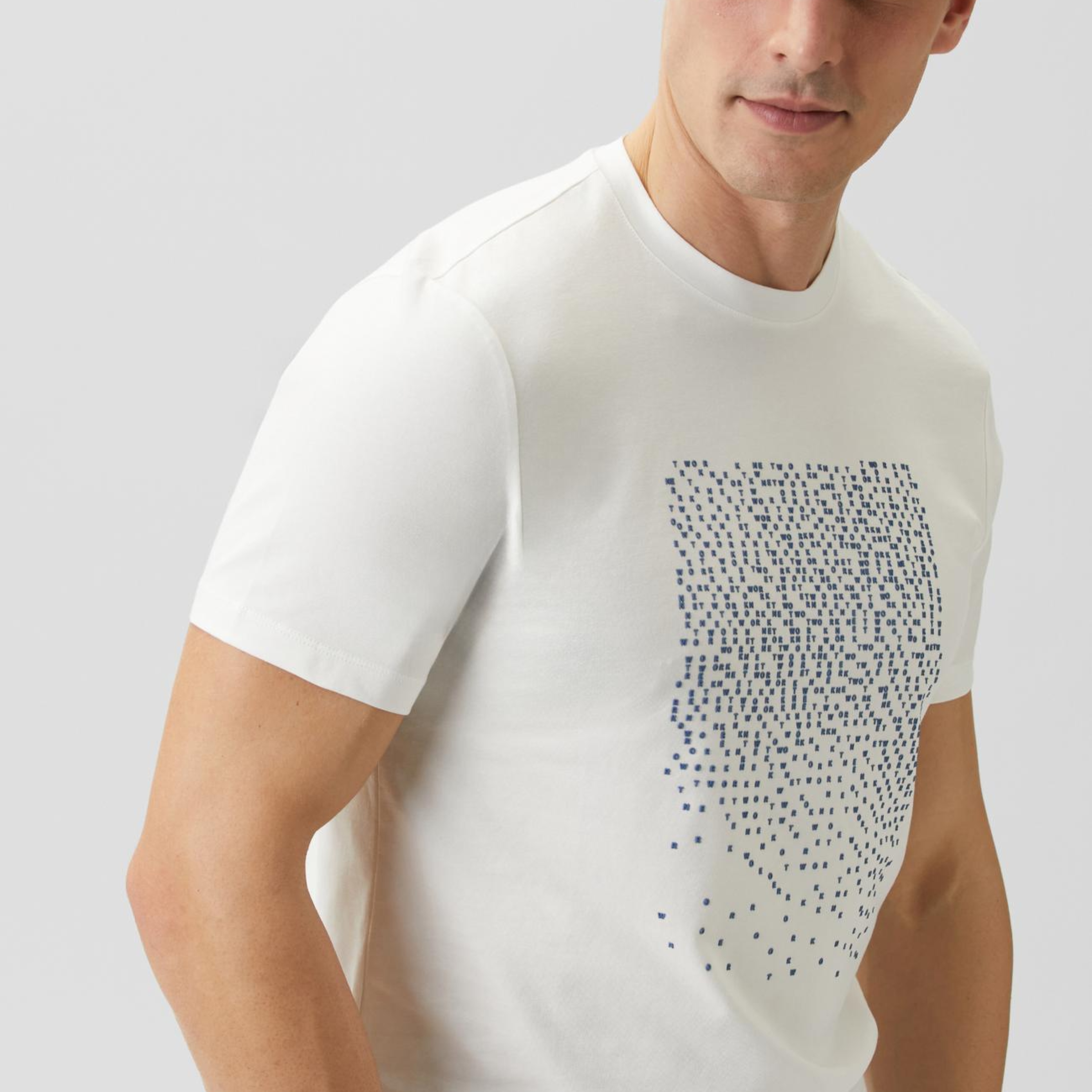 Network Erkek Beyaz  Mini Harf Baskılı T-shirt