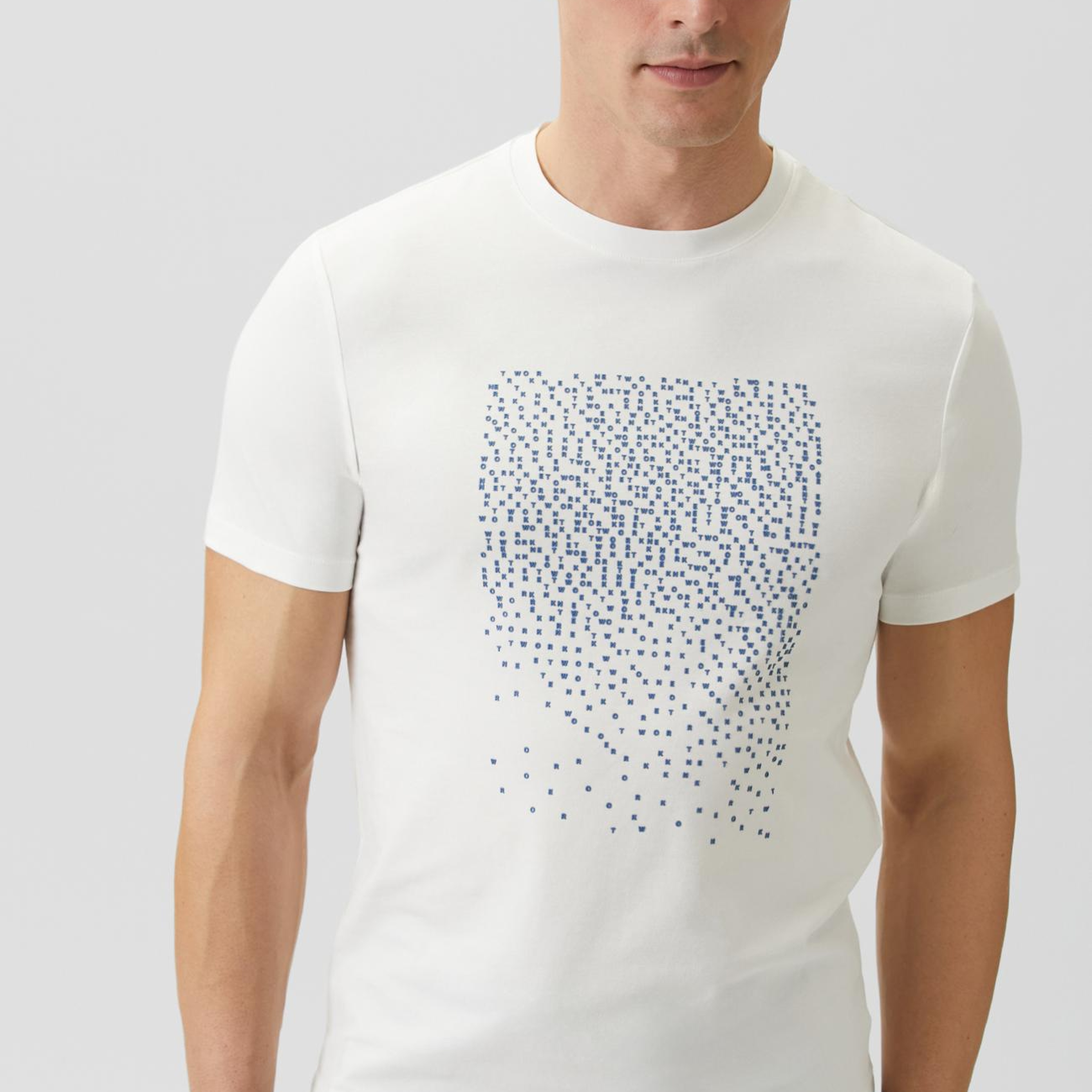 Network Erkek Beyaz  Mini Harf Baskılı T-shirt