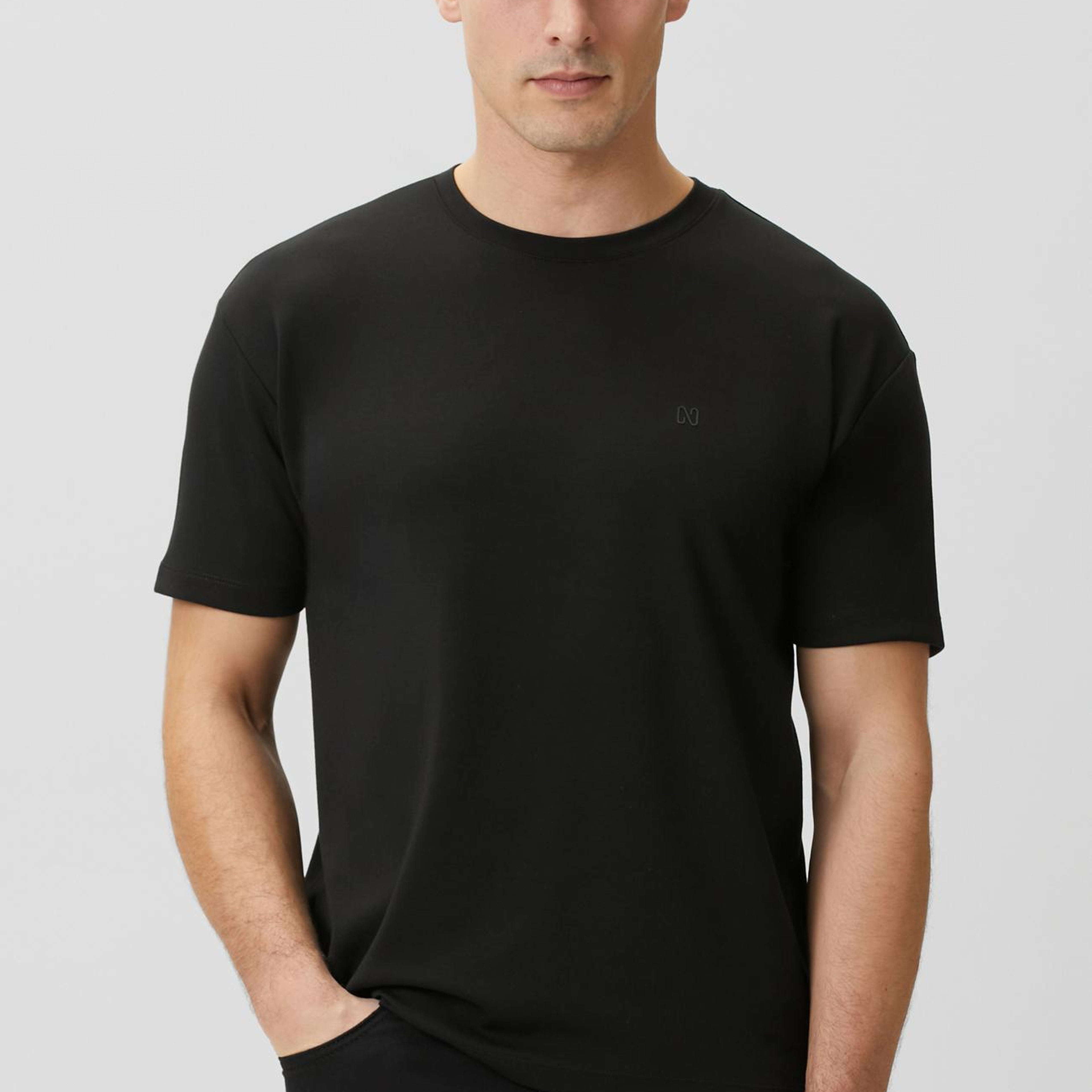 Network Erkek Comfort Siyah Basic Bisiklet Yaka Modal T-shirt