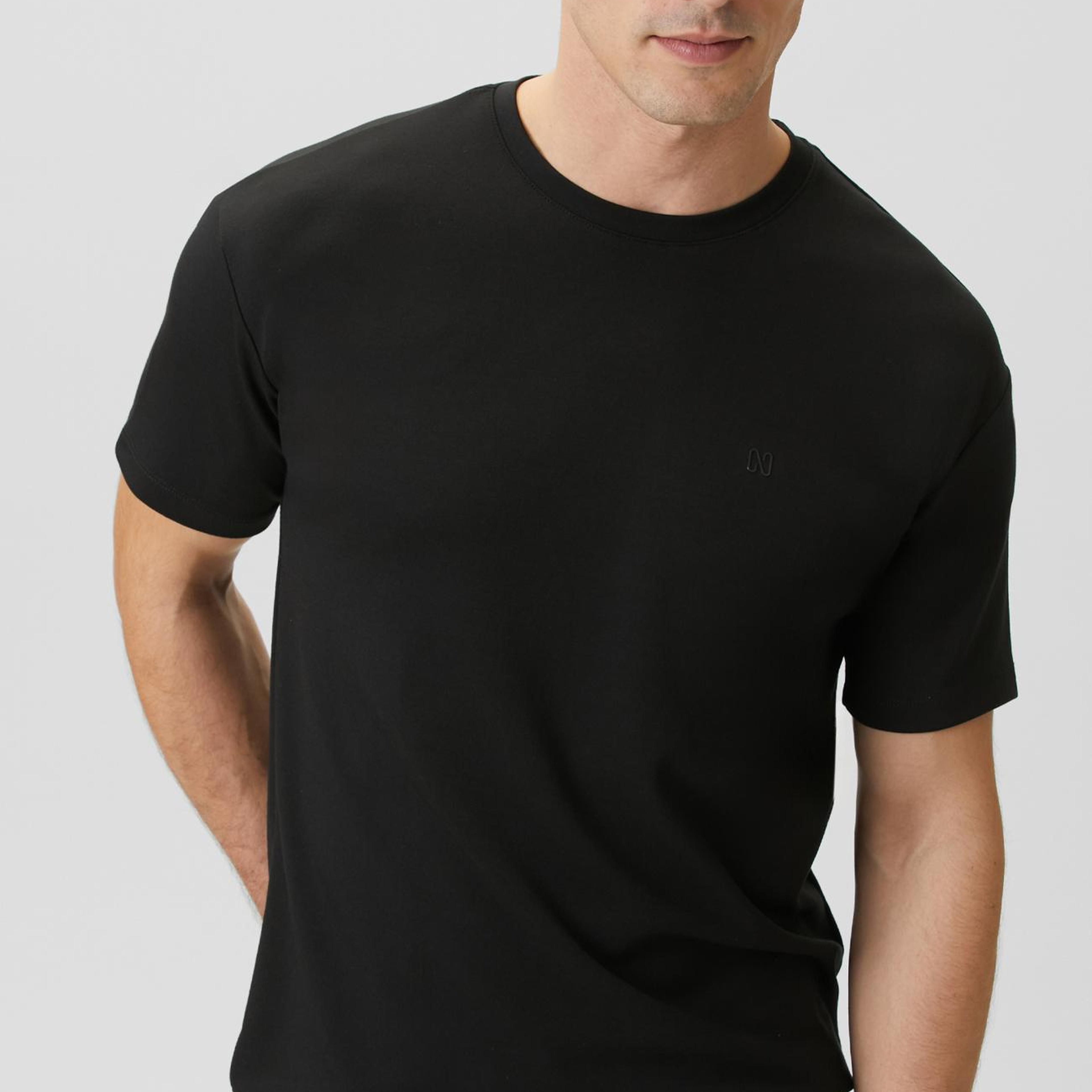 Network Erkek Comfort Siyah Basic Bisiklet Yaka Modal T-shirt
