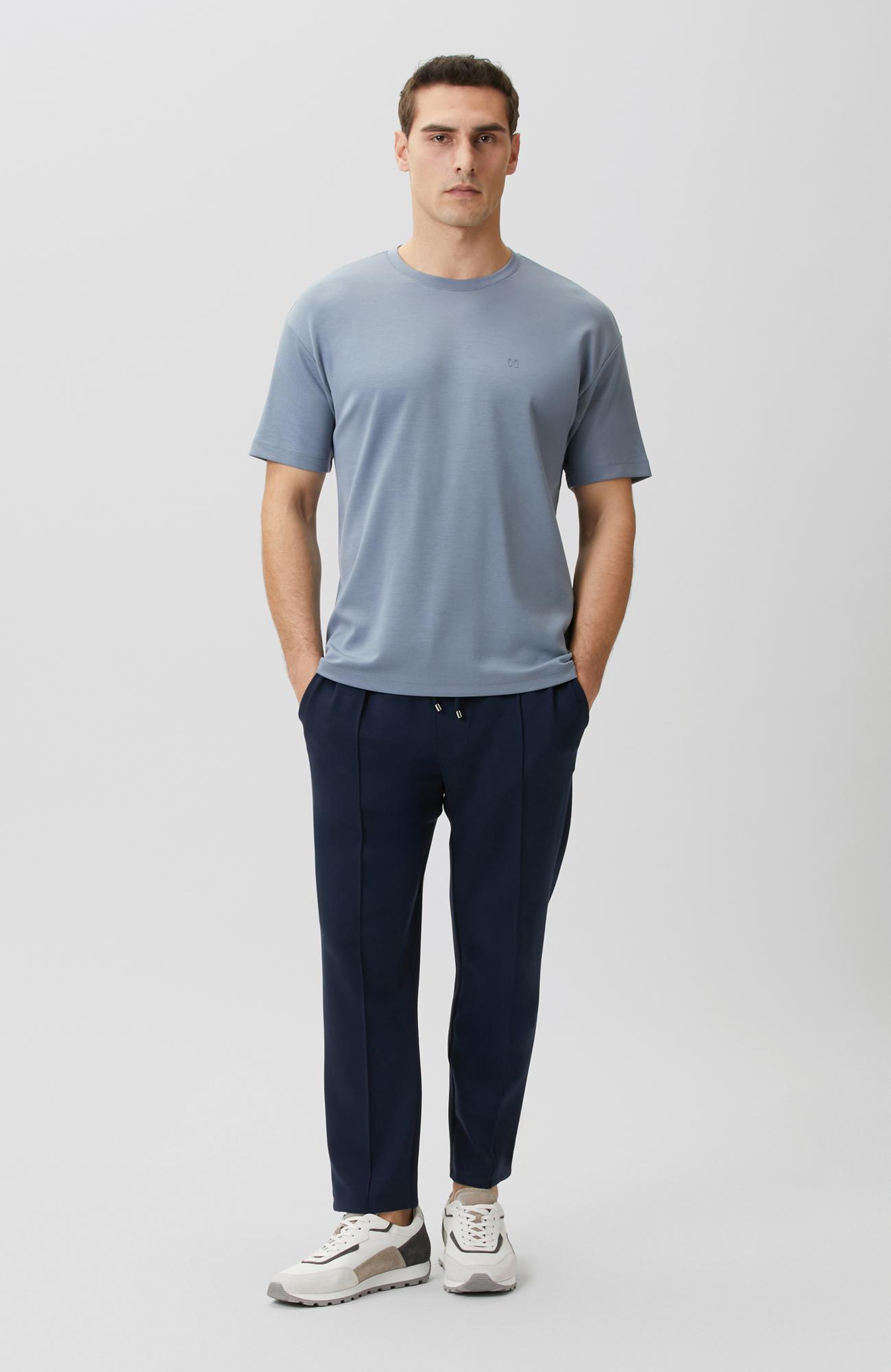 Network Erkek Comfort Mavi Basic Bisiklet Yaka Modal T-shirt
