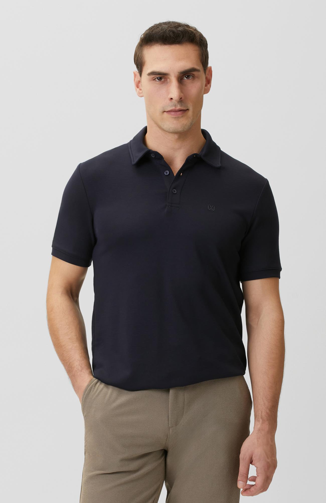 Network Erkek Lacivert Basic Polo Modal T-shirt