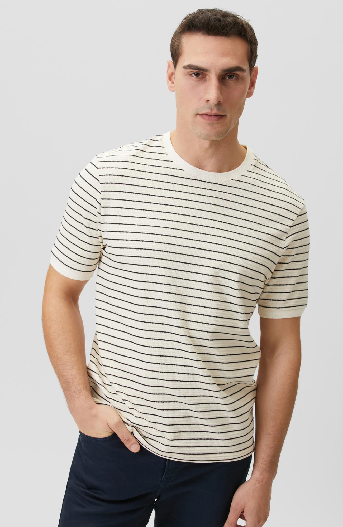 Network Erkek Naturel Çizgili Marin Desen T-shirt